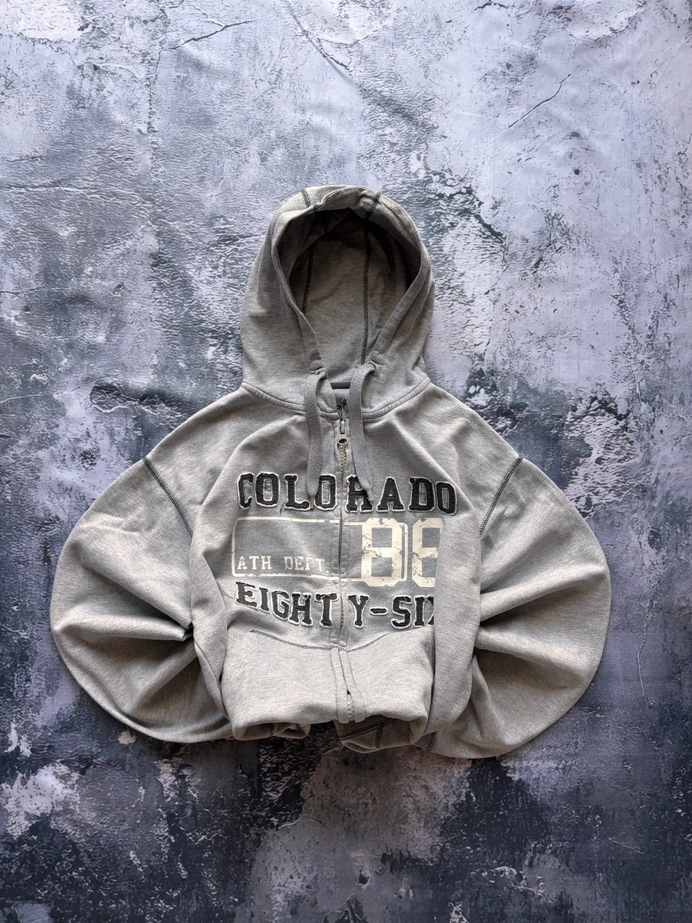 BLUZA ZIP HOODIE VINTAGE Y2K RETRO szara basic oversize