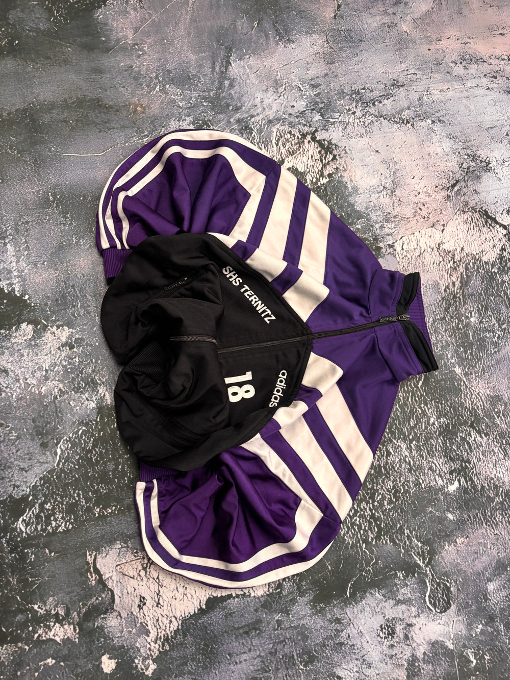 BLUZA HOODIE ZIP ADIDAS FIOLETOWA RETRO 90S  PROSTY KRÓJ