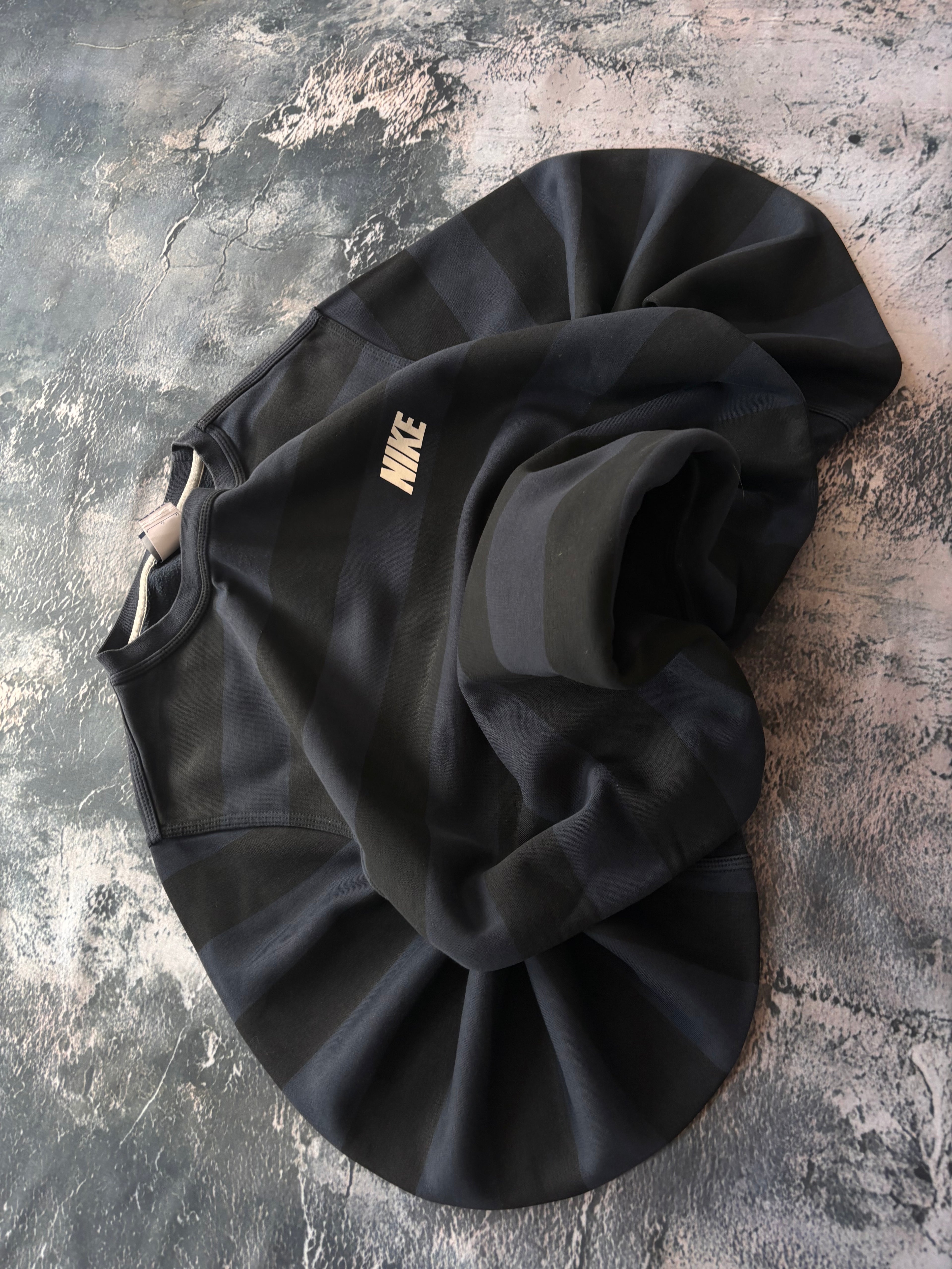 bluza crewneck w paski vintage NIKE vintage granatowo czarne