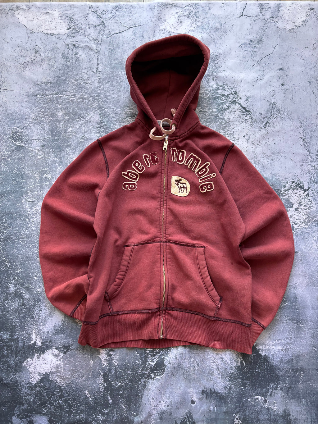 bluza zip hoodie ABERCROMBIE burgundowa retro