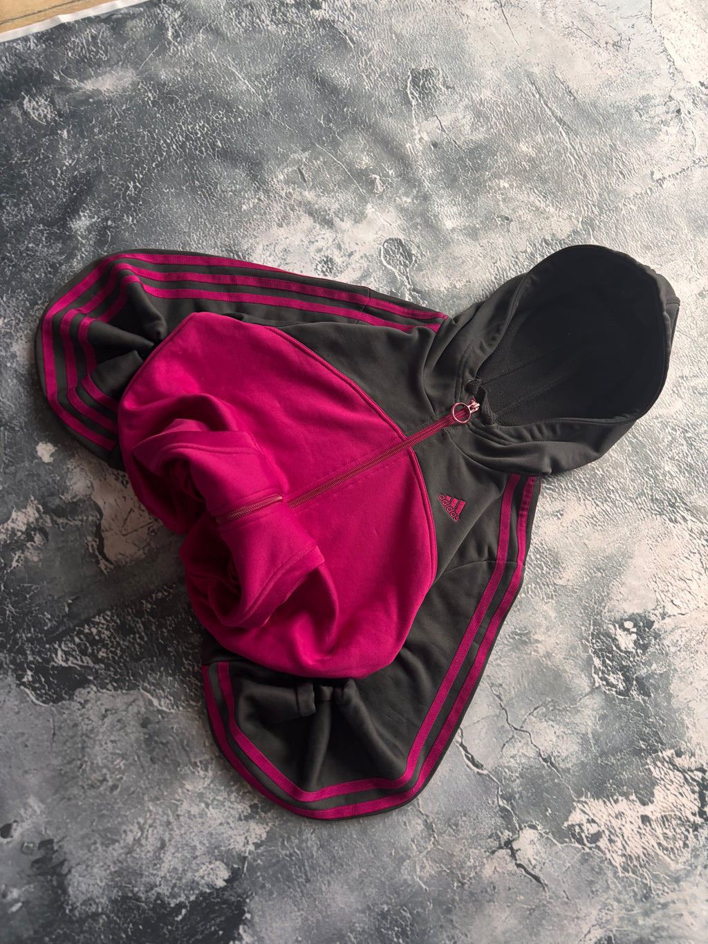 bluza zip hoodie Adidas fioletowo czarna