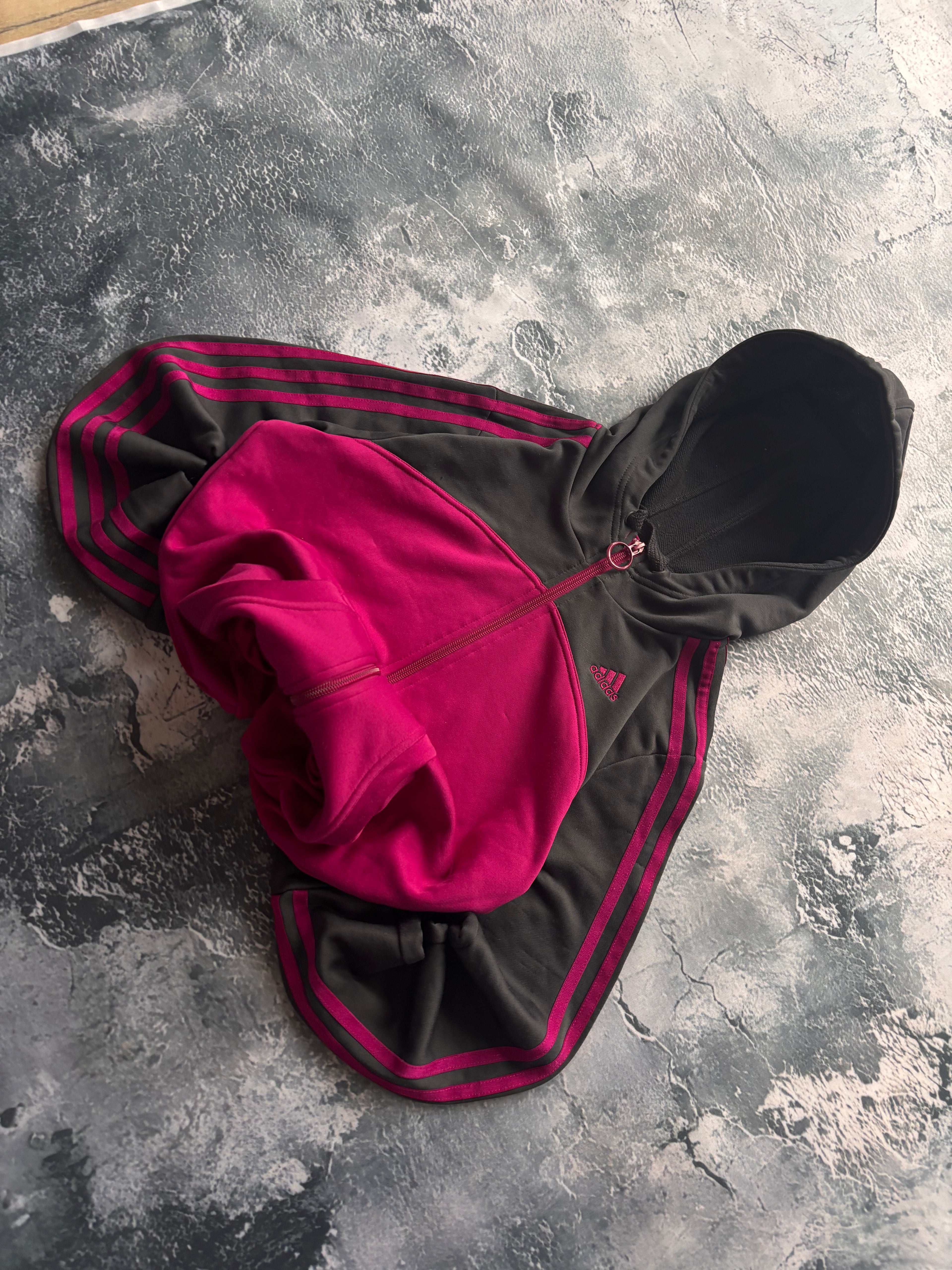 bluza zip hoodie Adidas fioletowo czarna