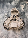 bluza hoodie basic szara Adidas w paski big logo