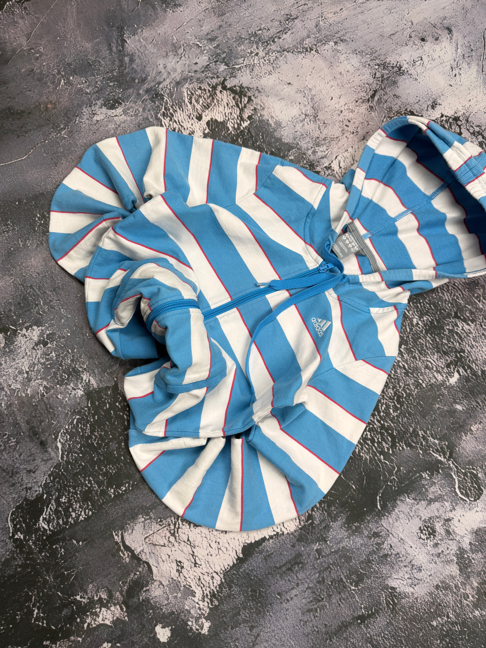 BLUZA PROSTY KRÓJ ADIDAS W PASKI TIFFANY BLUE UNIKATOWA