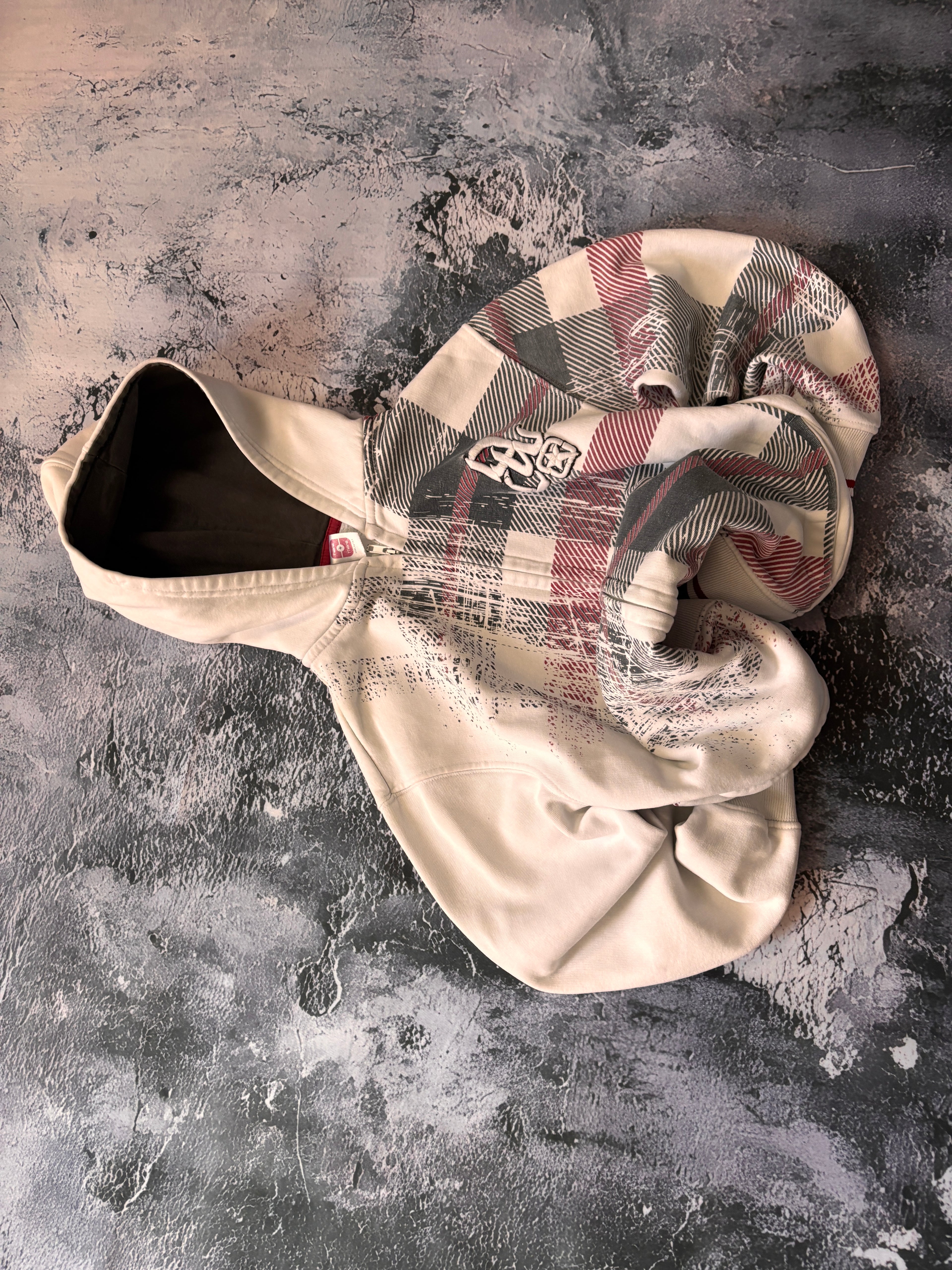 bluza zip hoodie w krate prosty krój unikat