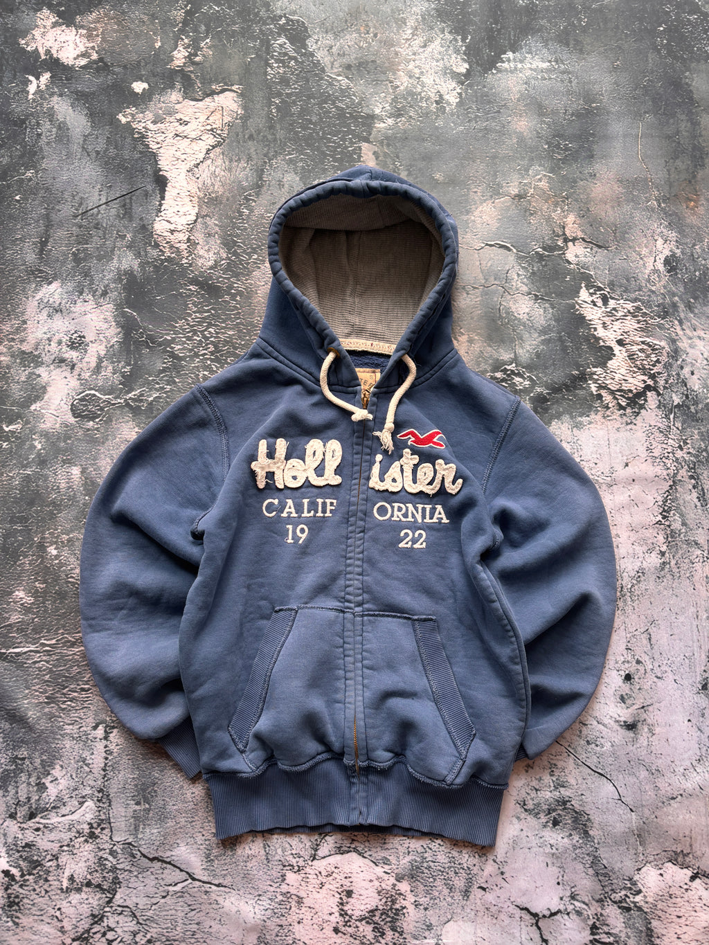 Bluza hoodie Hollister big logo niebieska vintage retro prosty krój