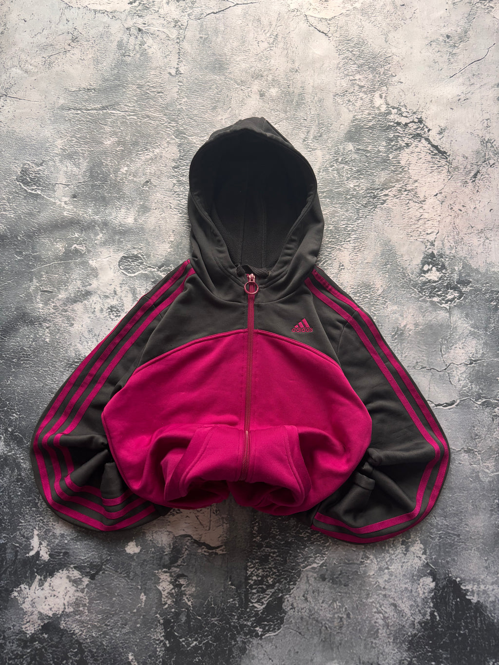 bluza zip hoodie Adidas fioletowo czarna