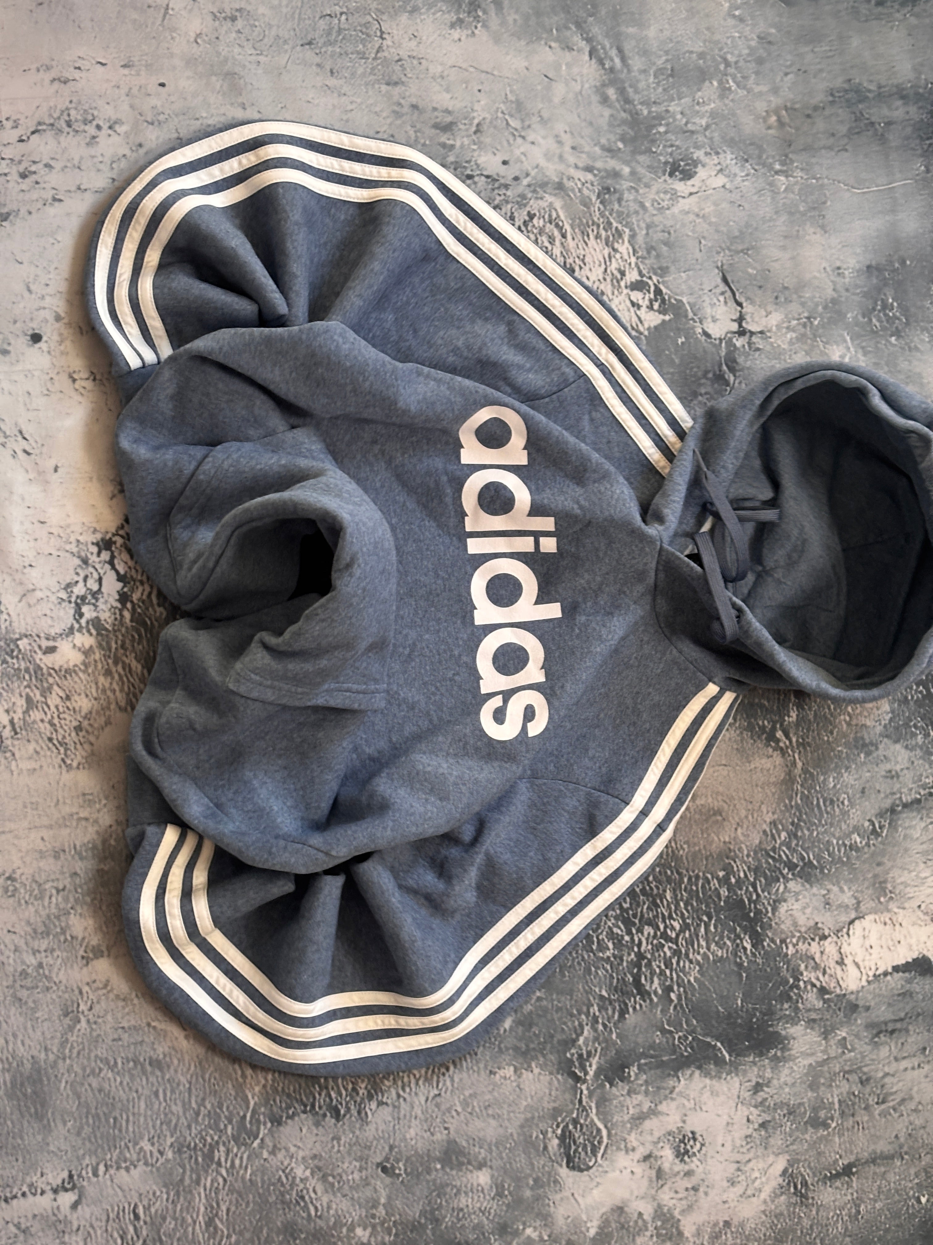 bluza hoodie Adidas big logo blue w paski viral