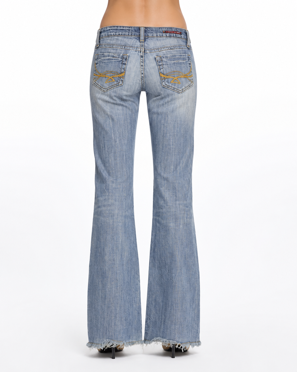 Jeans spodnie Y2K low waist bootcut vintage retro straight leg z ozdobnymi kieszeniami