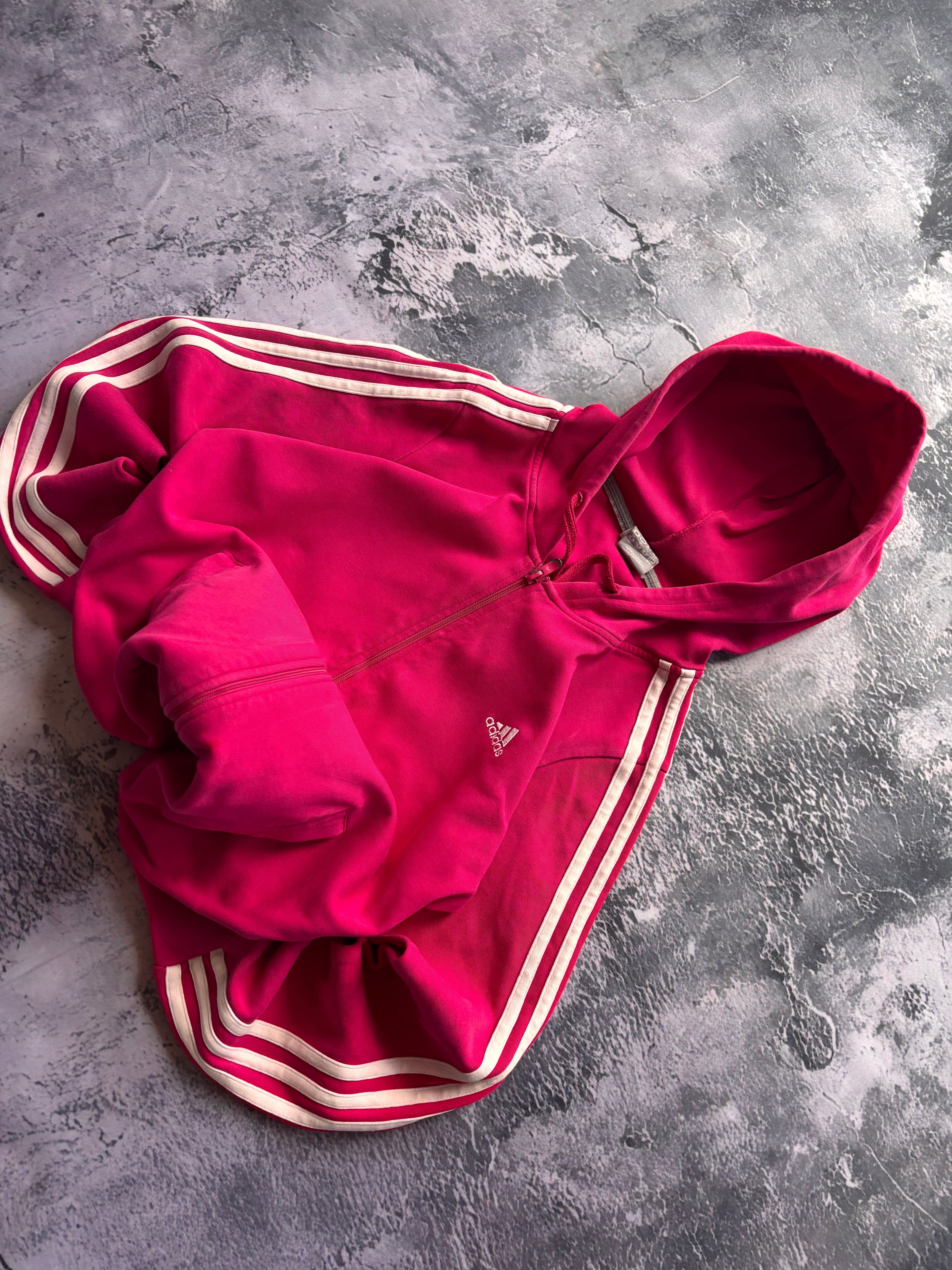 bluza zip hoodie ADIDAS w paski klasyk prosty krój pink