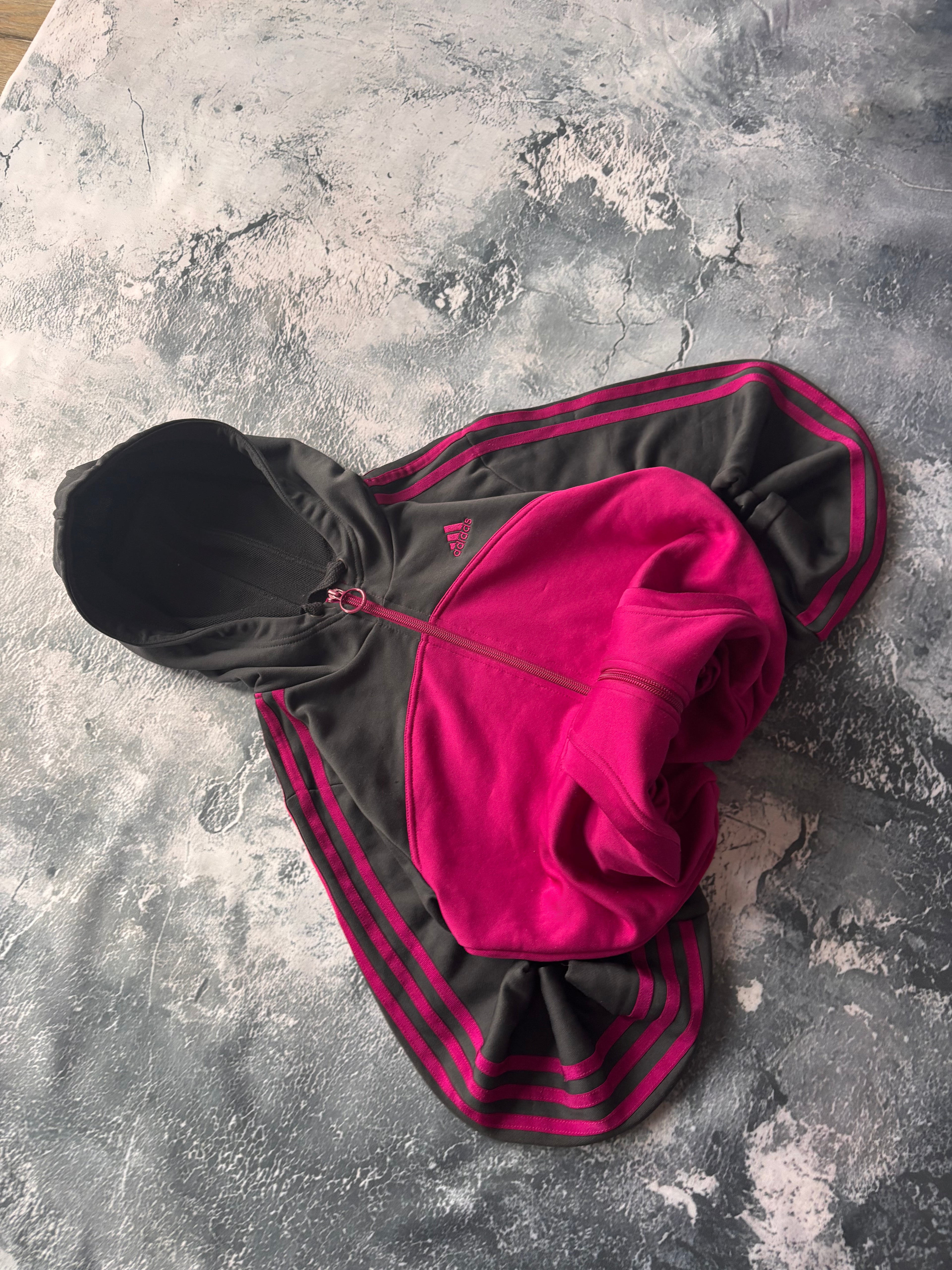 bluza zip hoodie Adidas fioletowo czarna