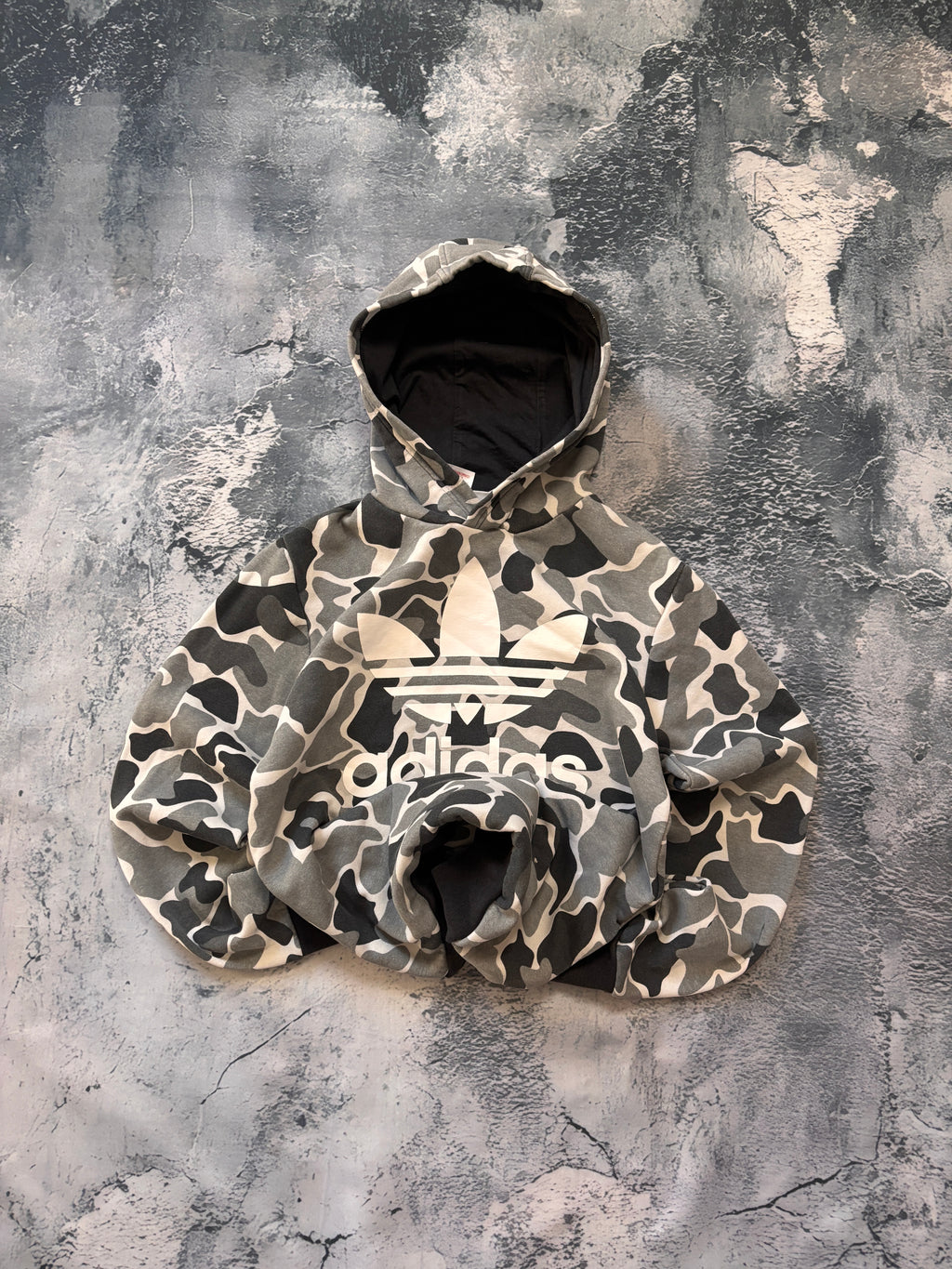bluza hoodie Adidas big logo retro american streetwear szara