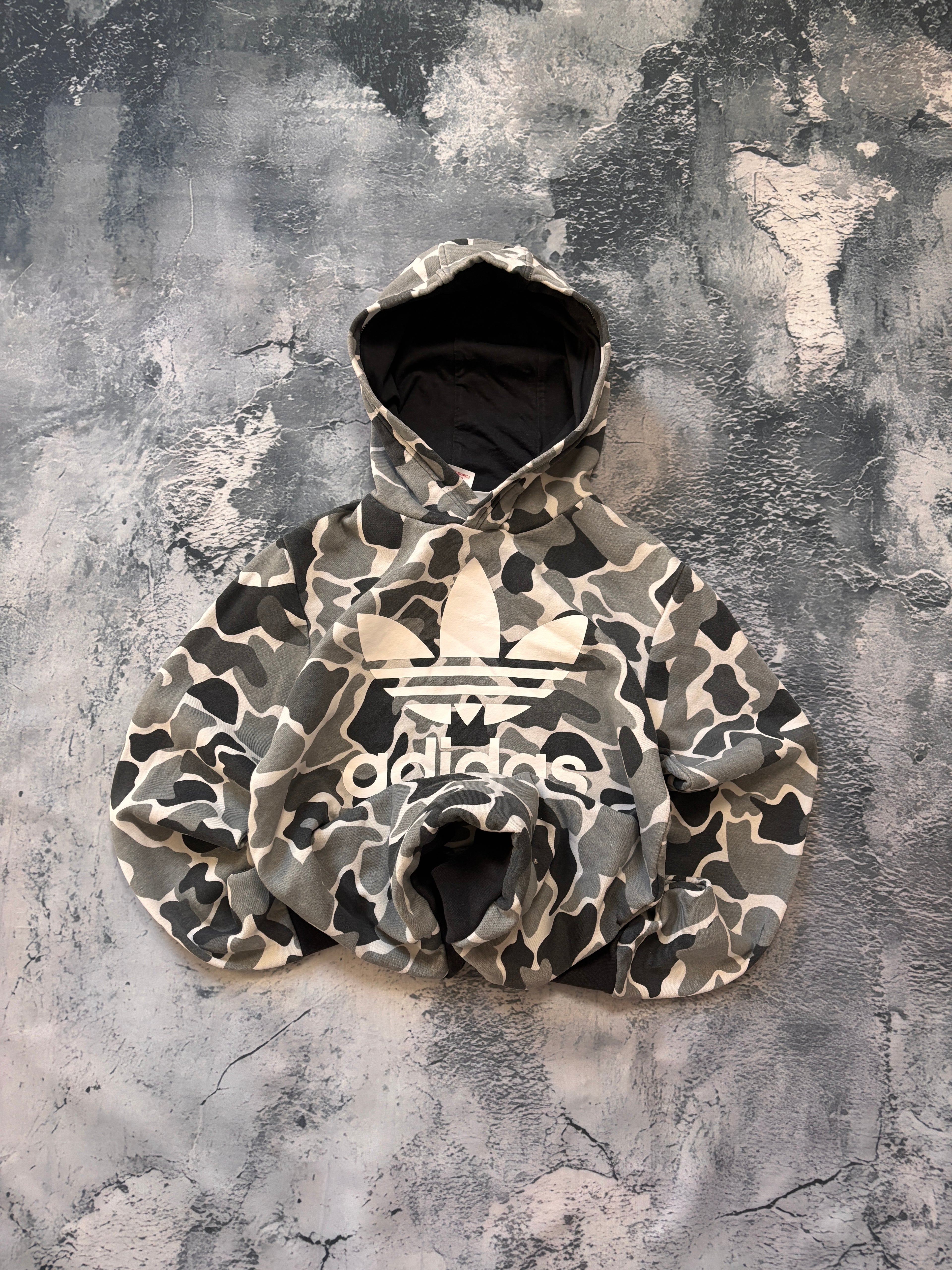 bluza hoodie Adidas big logo retro american streetwear szara