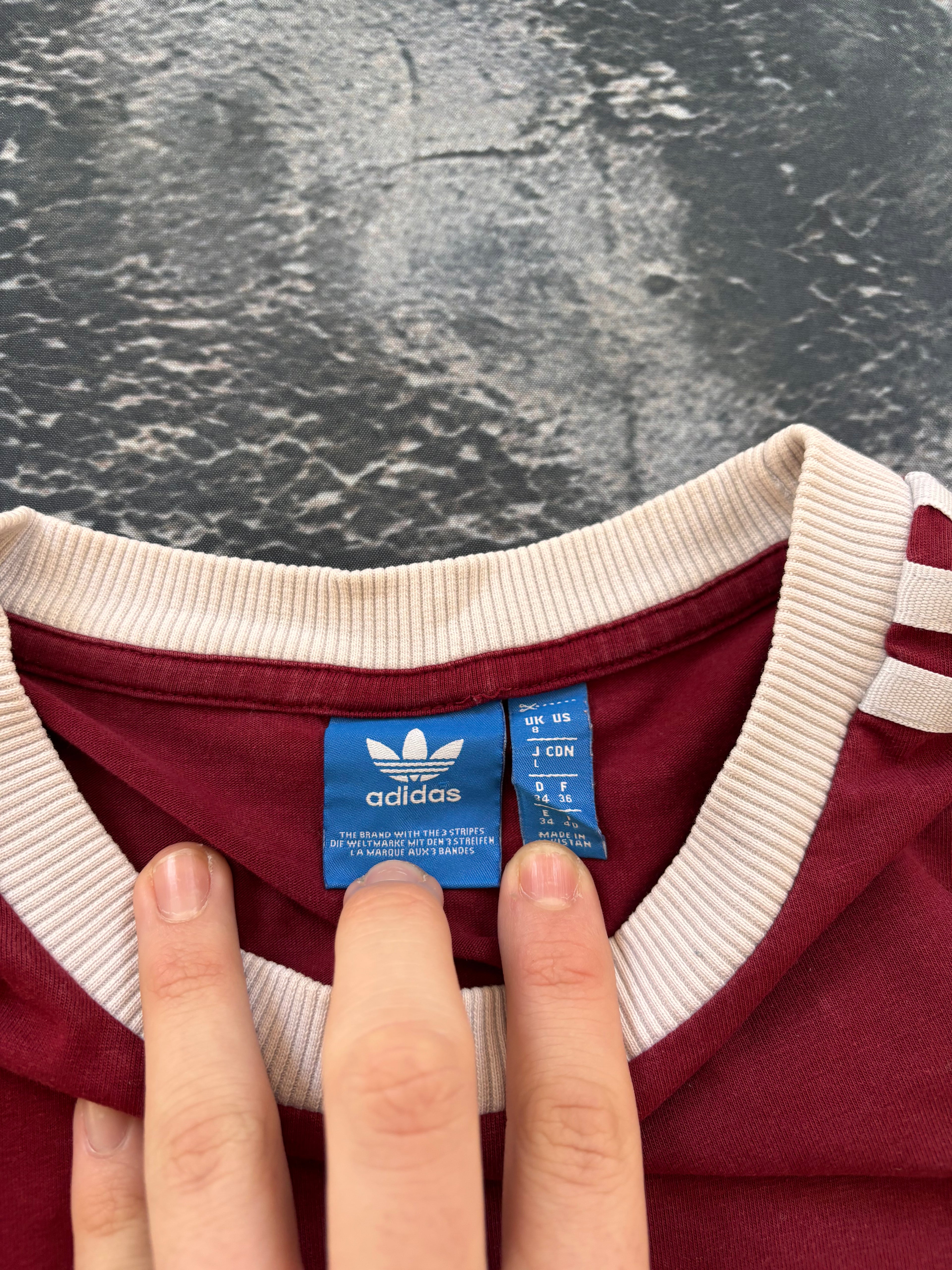 Longsleeve oversize w stylu vintage oldschool retro 90s adidas streetwear burgundowy