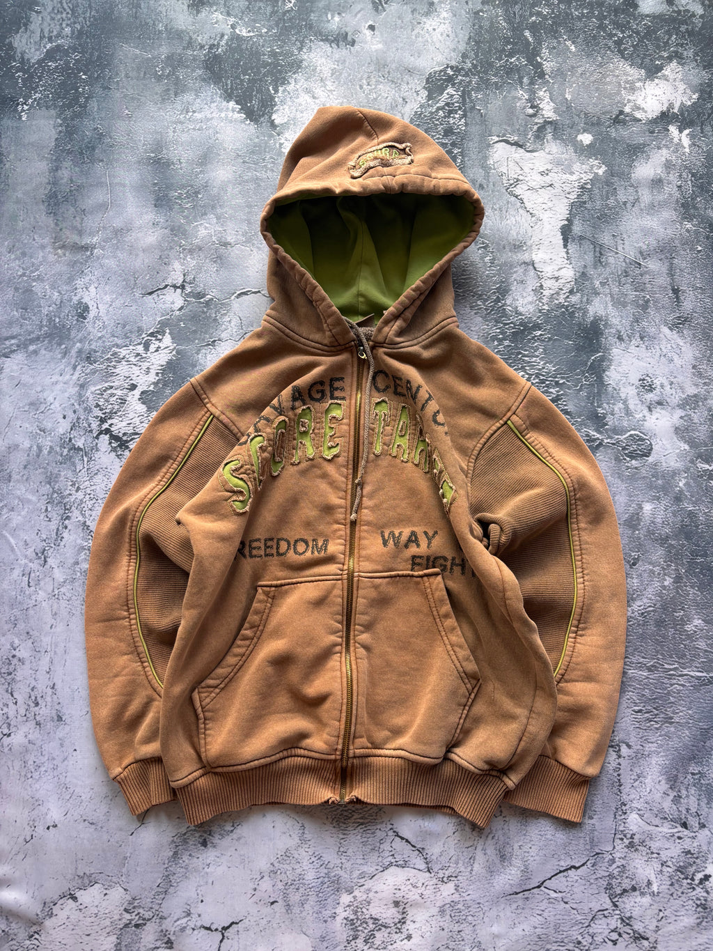 Bluza zip hoodie y2k retro unikat vintage brązowa oversize