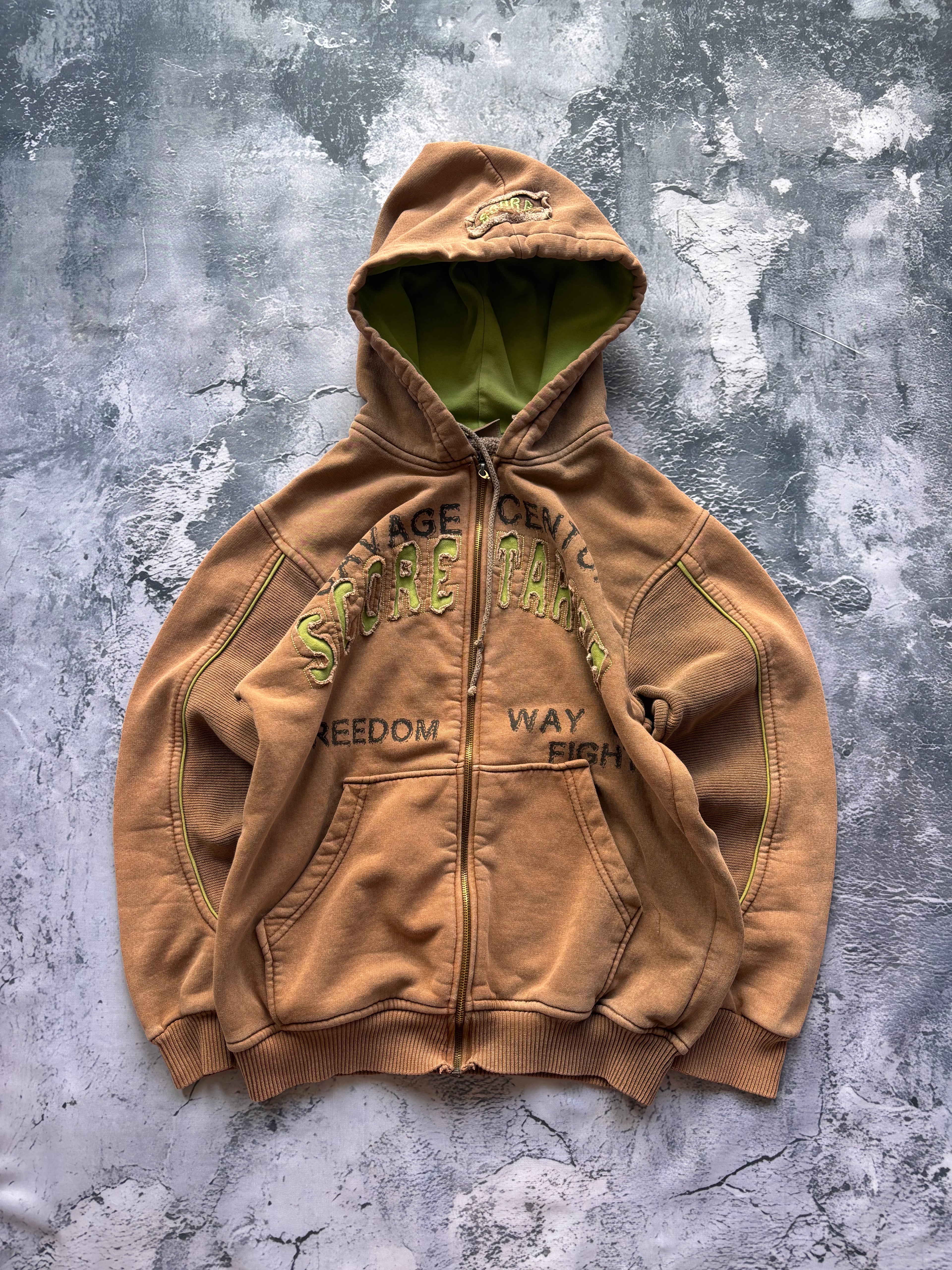 Bluza zip hoodie y2k retro unikat vintage brązowa oversize