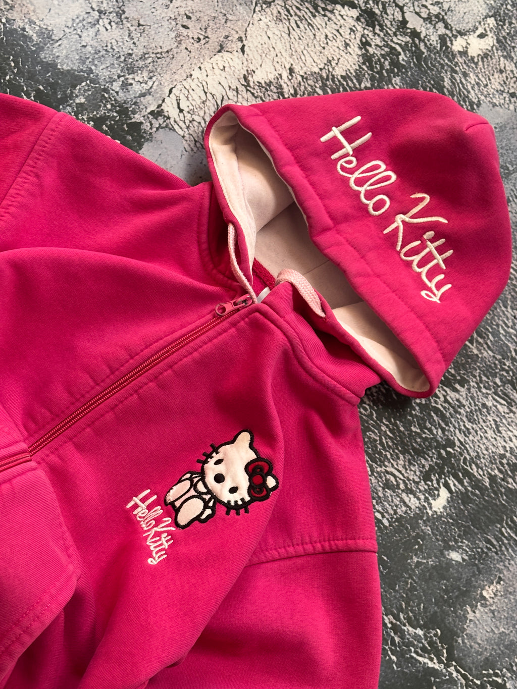 bluza hoodie zip pink HELLO KITTY HAFT unikat vintage