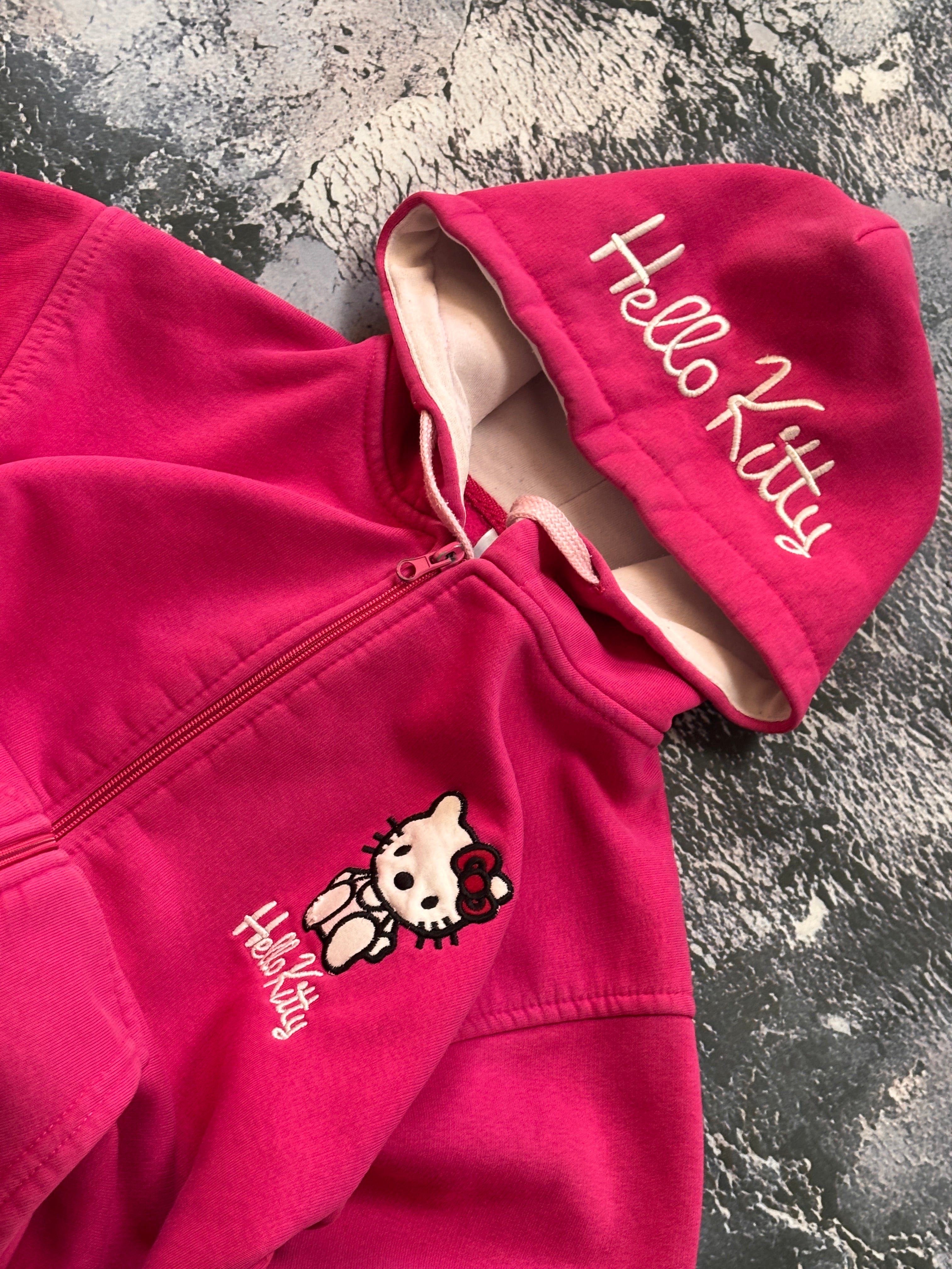 bluza hoodie zip pink HELLO KITTY HAFT unikat vintage