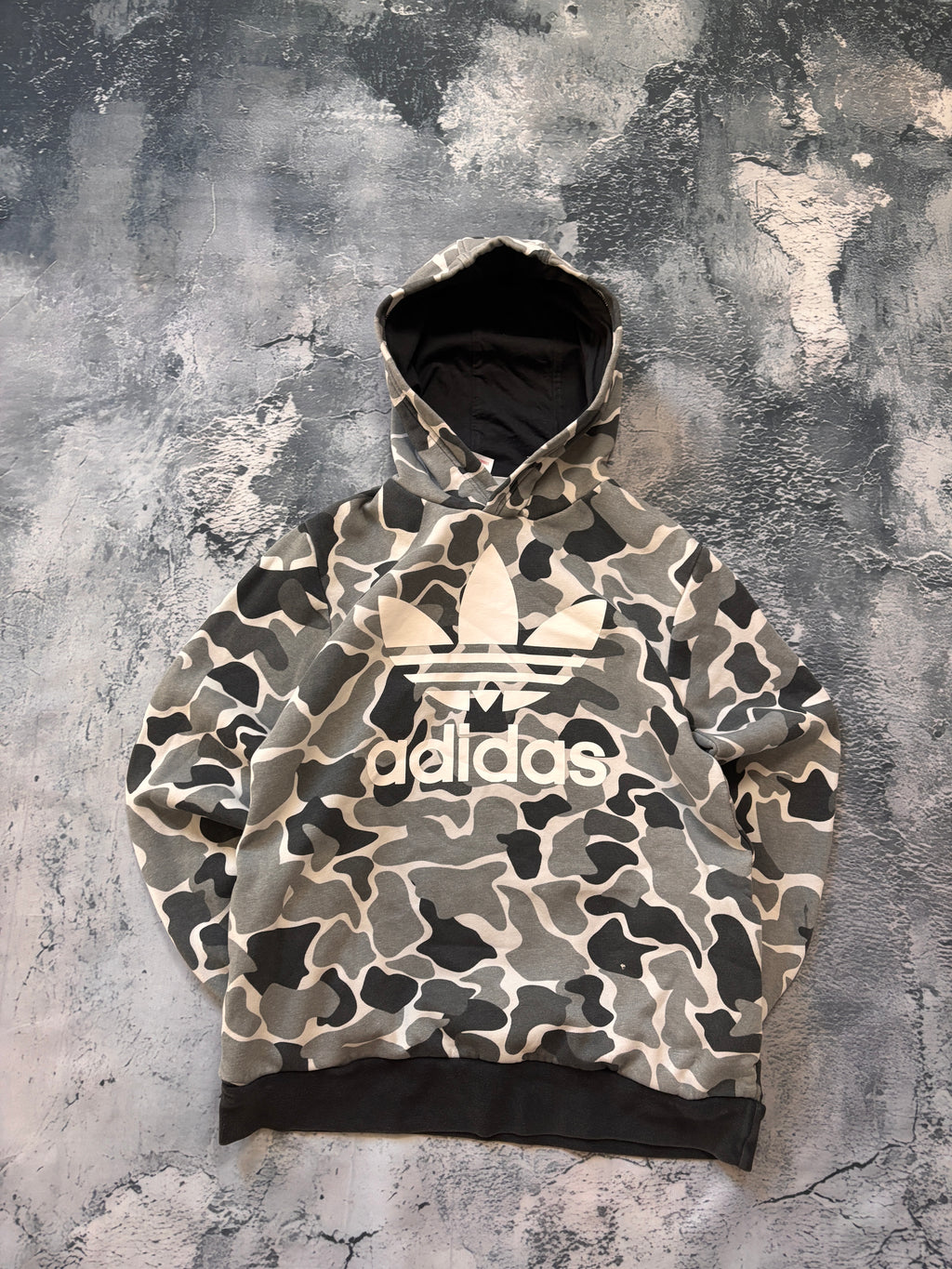 bluza hoodie Adidas big logo retro american streetwear szara