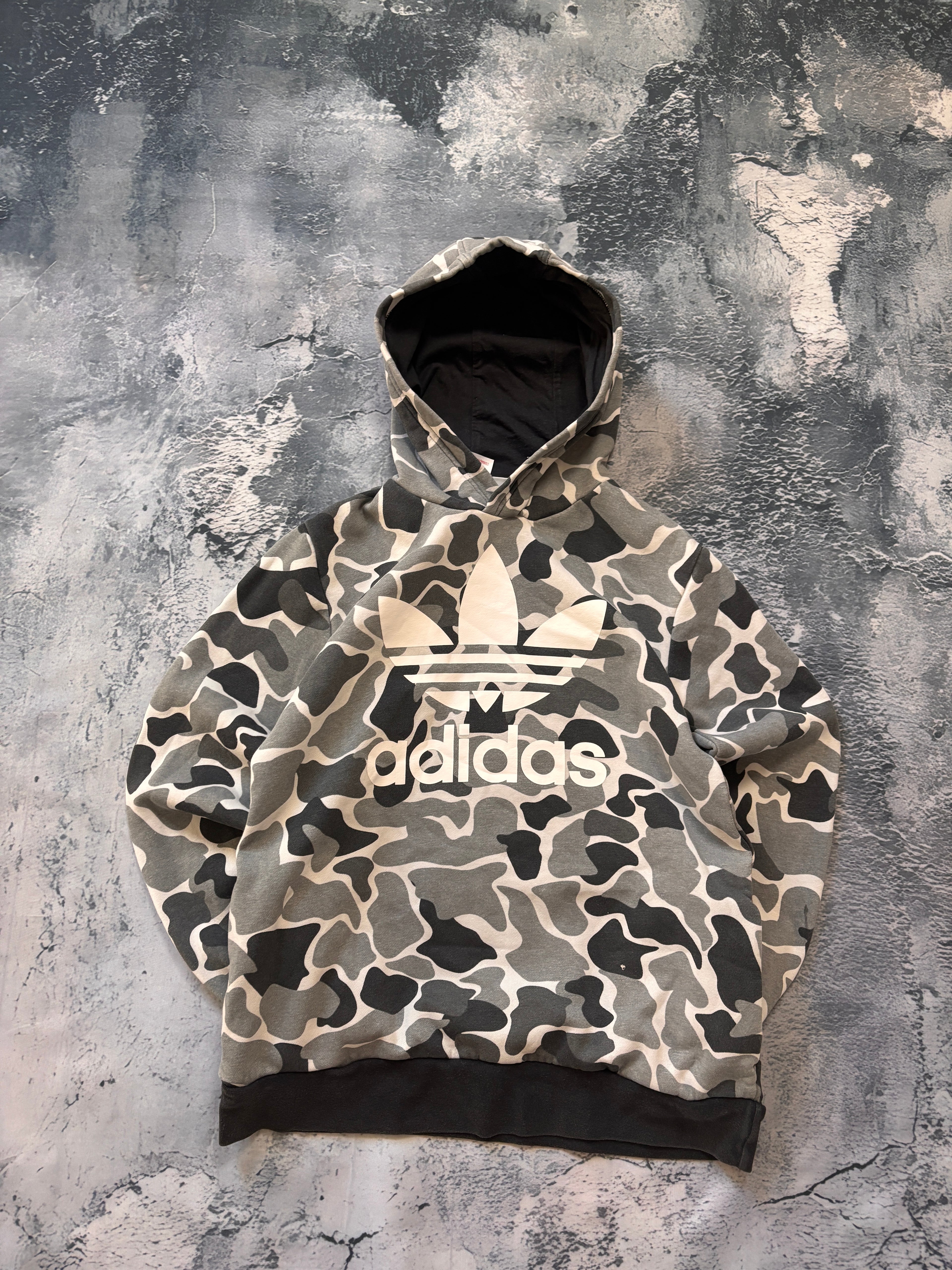 bluza hoodie Adidas big logo retro american streetwear szara