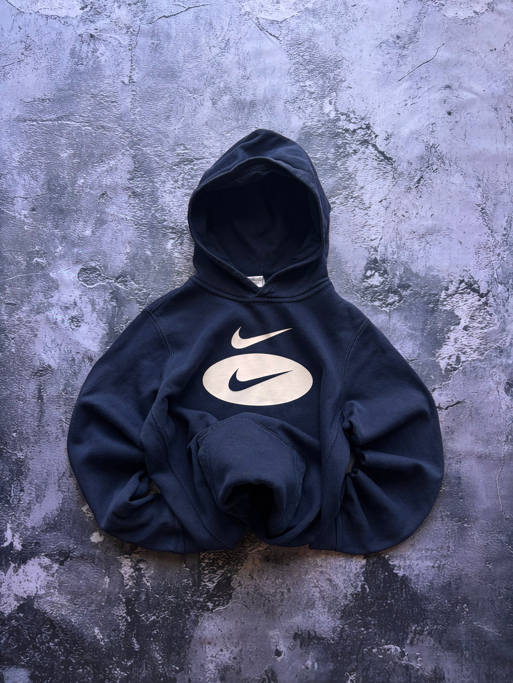 Bluza hoodie nike granatowa prosty krój vintage retro 200s big logo