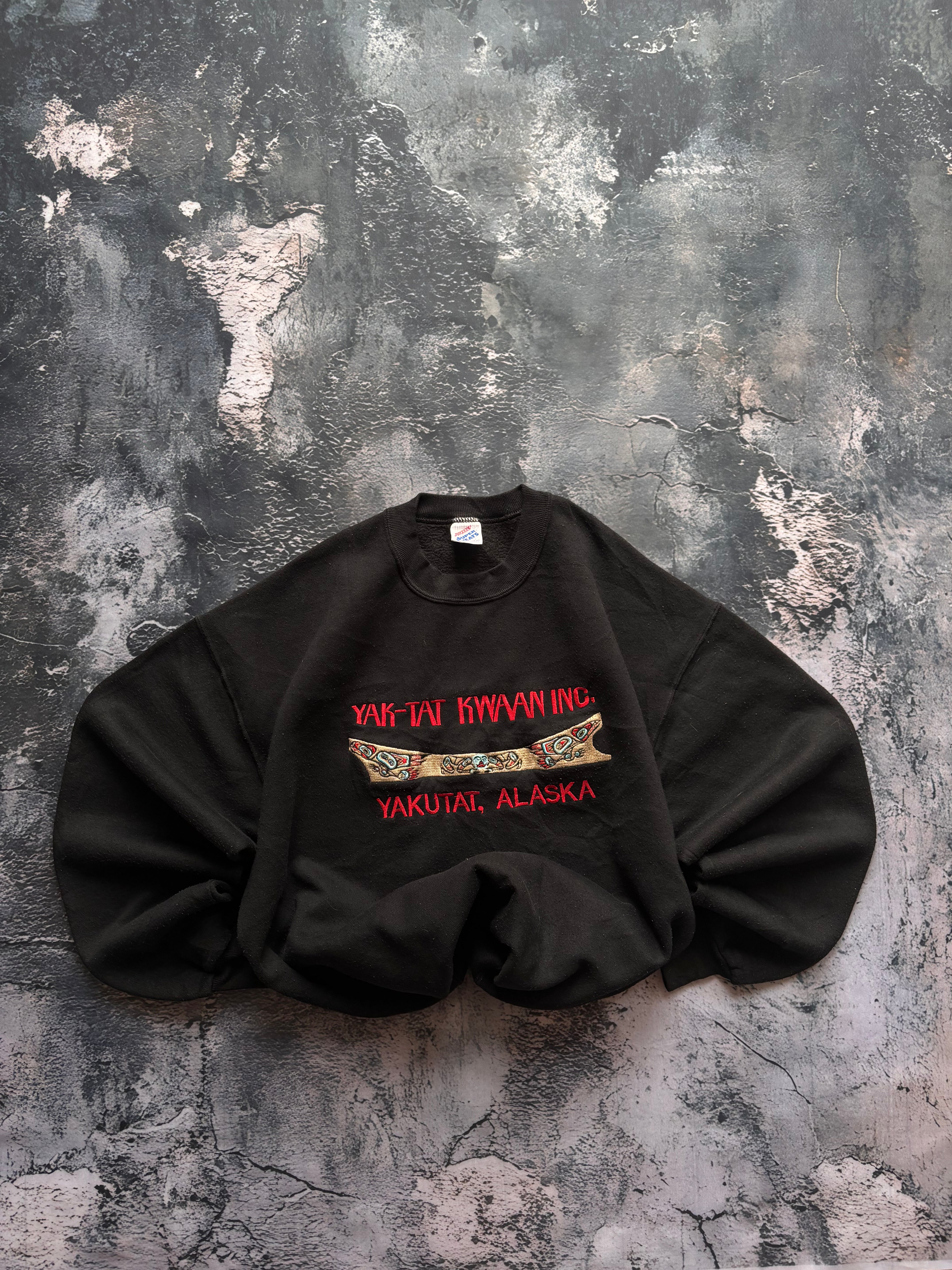 Bluza crewneck czarna oversize vintage oldschool retro 90s streetwear basic