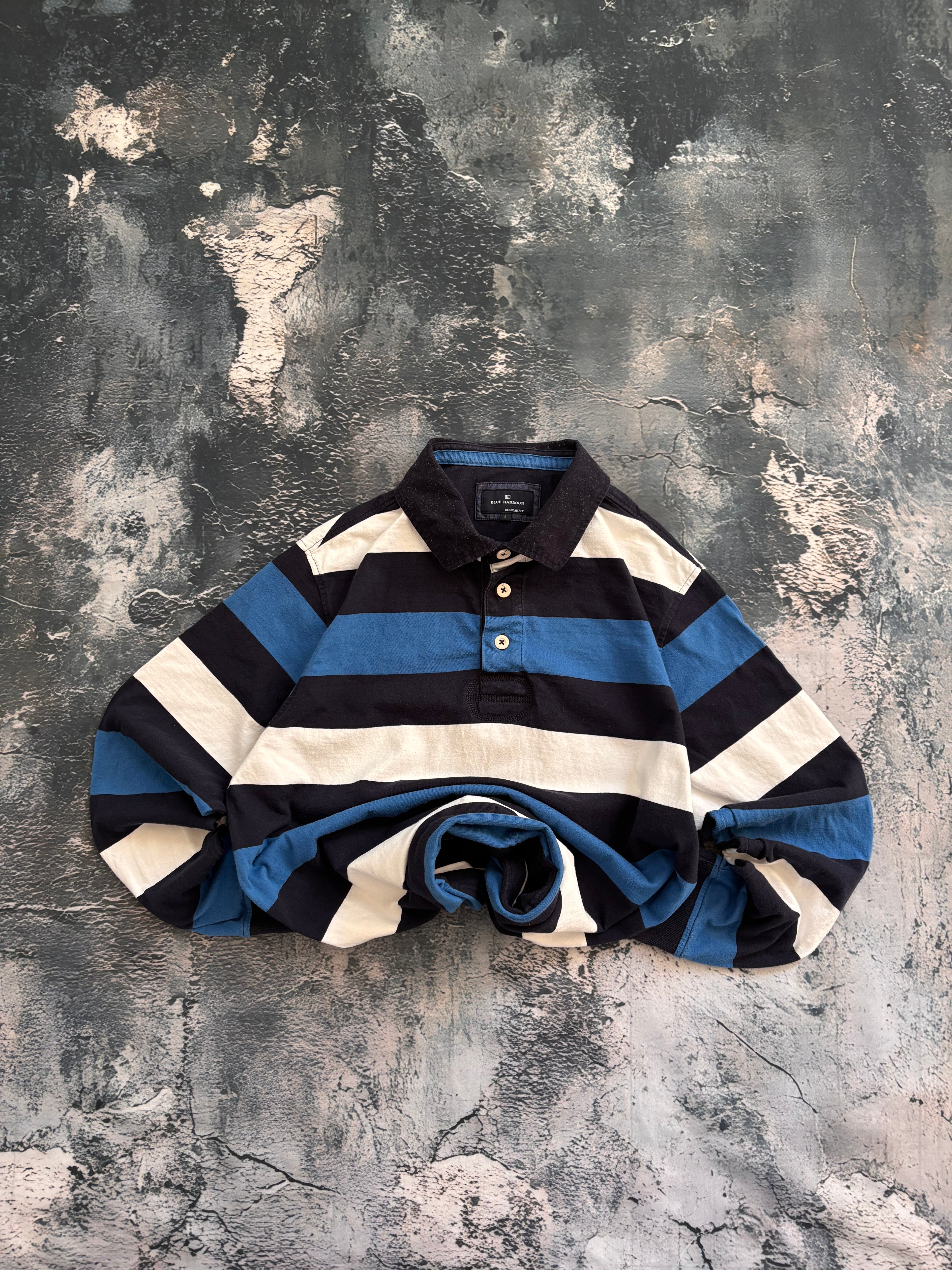 Koszulka longsleeve polo oversize w stylu vintage oldschool retro 90s rugby preppy