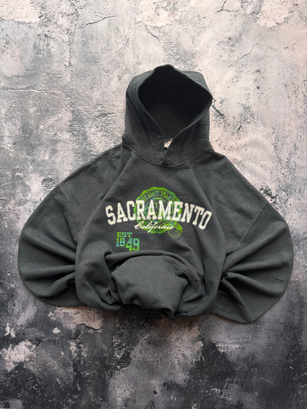 bluza hoodie vintage szara SACRAMENTO vintage 90s retro USA