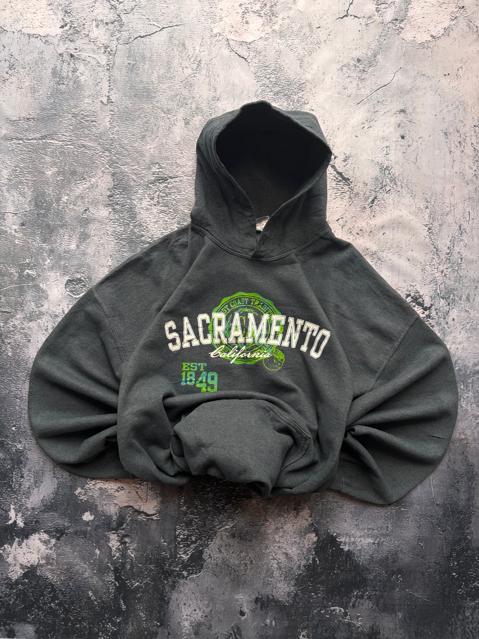 bluza hoodie vintage szara SACRAMENTO vintage 90s retro USA