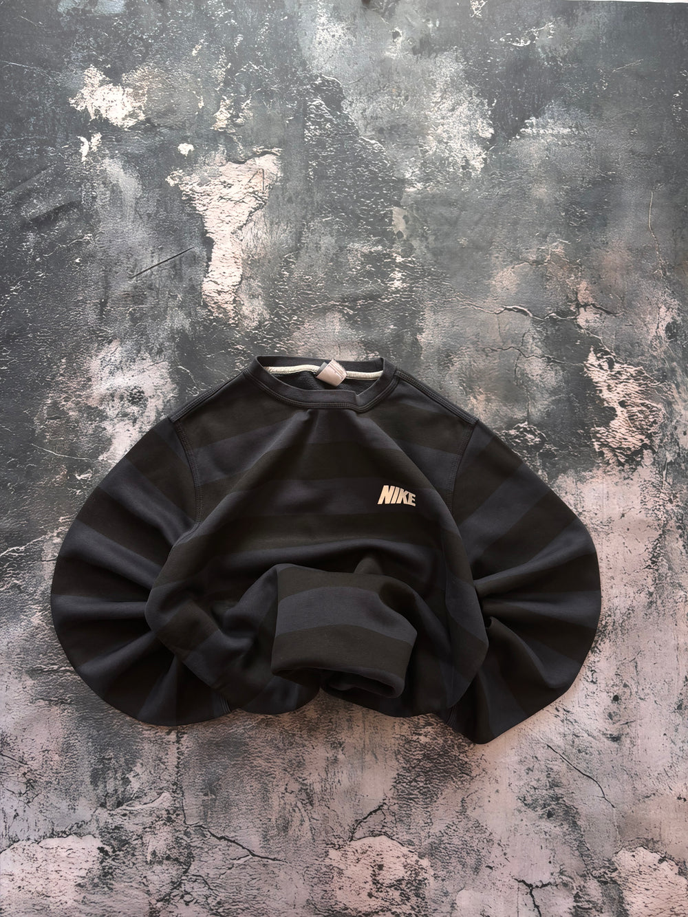 bluza crewneck w paski vintage NIKE vintage granatowo czarne