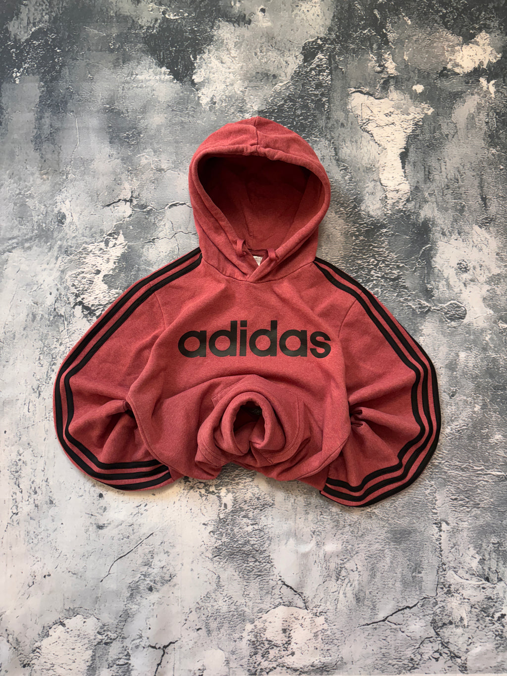 bluza hoodie burgundowa big logo Adidas w paski kultowa