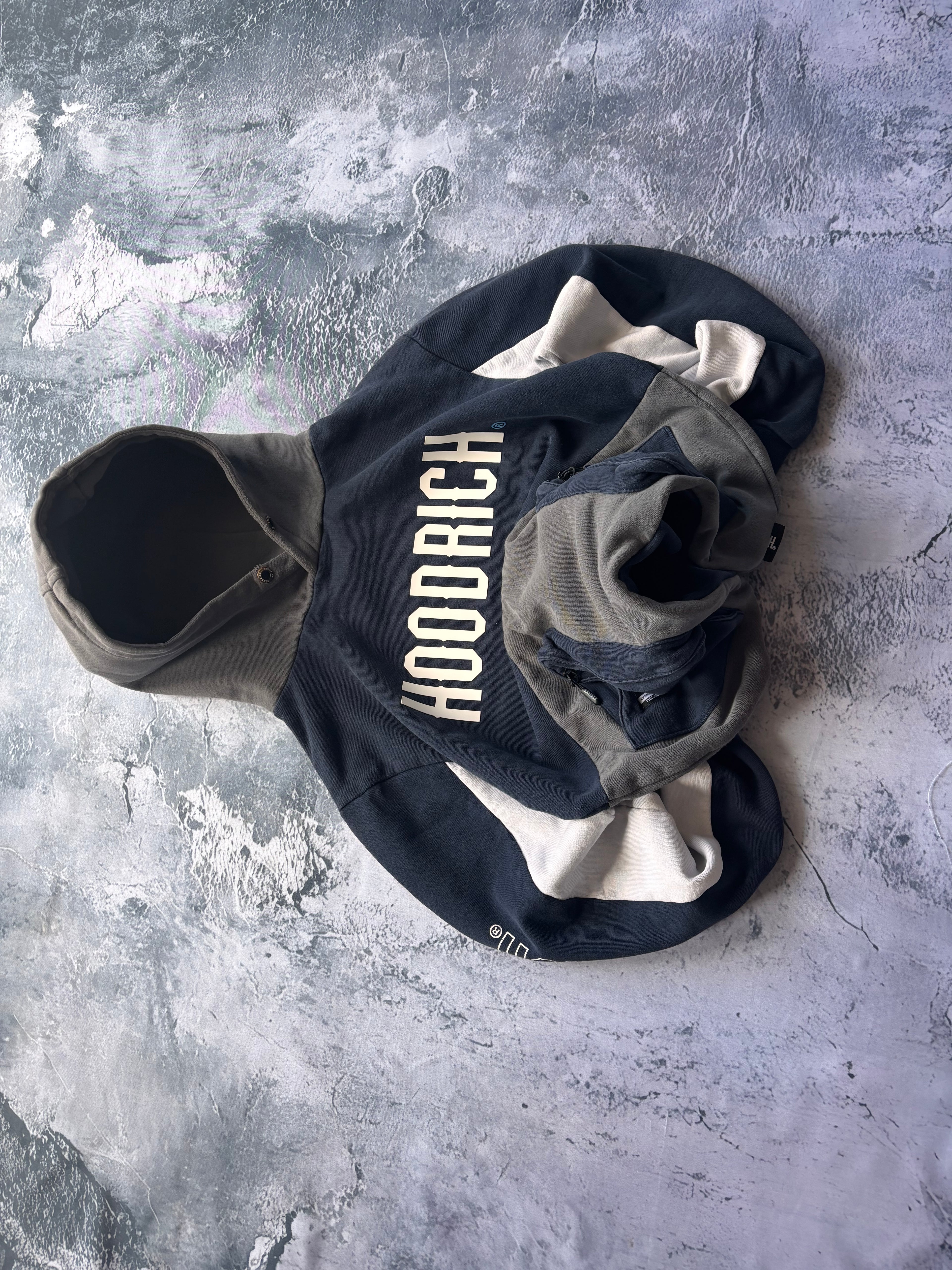 Bluza hoodie HOODRICH z wieloma zipami ciemnoniebiesko szara oversize