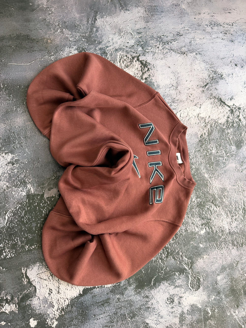 BLUZA HOODIE CREWNECK RETRO AMERICAN STREETWEAR HAFT UNIKAT BROWN JESIEŃ