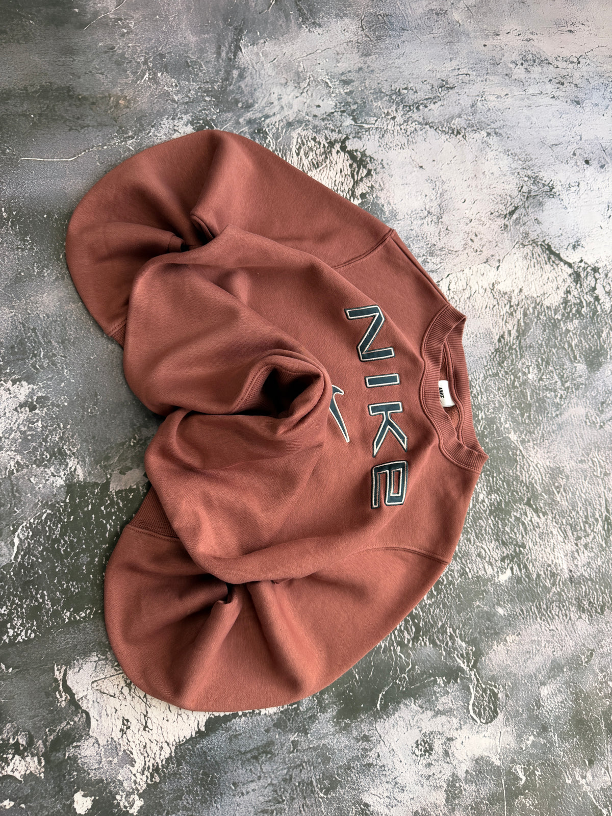 BLUZA HOODIE CREWNECK RETRO AMERICAN STREETWEAR HAFT UNIKAT BROWN JESIEŃ