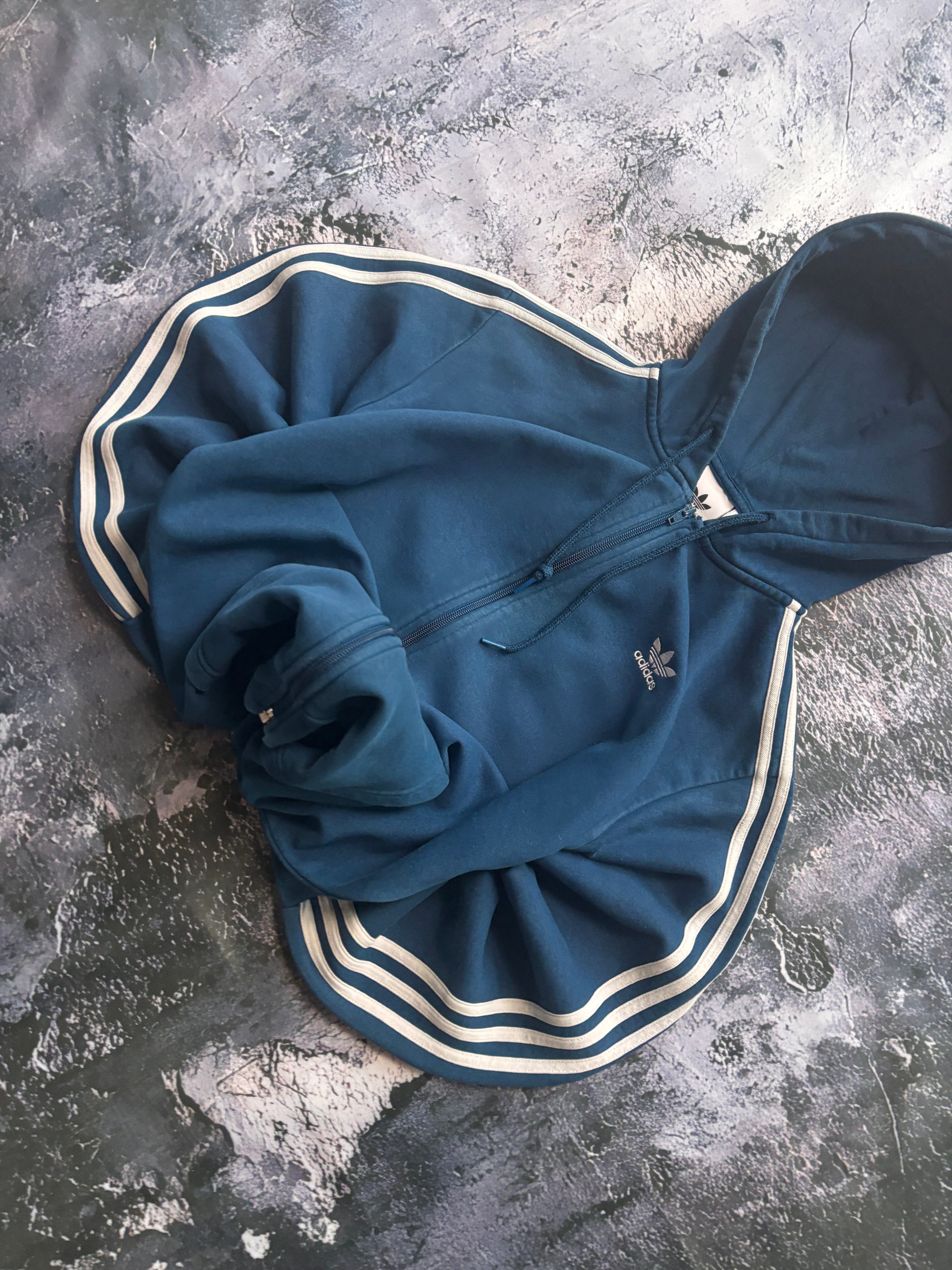 BLUZA ZIP HOODIE ADIDAS BŁĘKITNA BLUE RETRO AMERICAN STREETWEAR