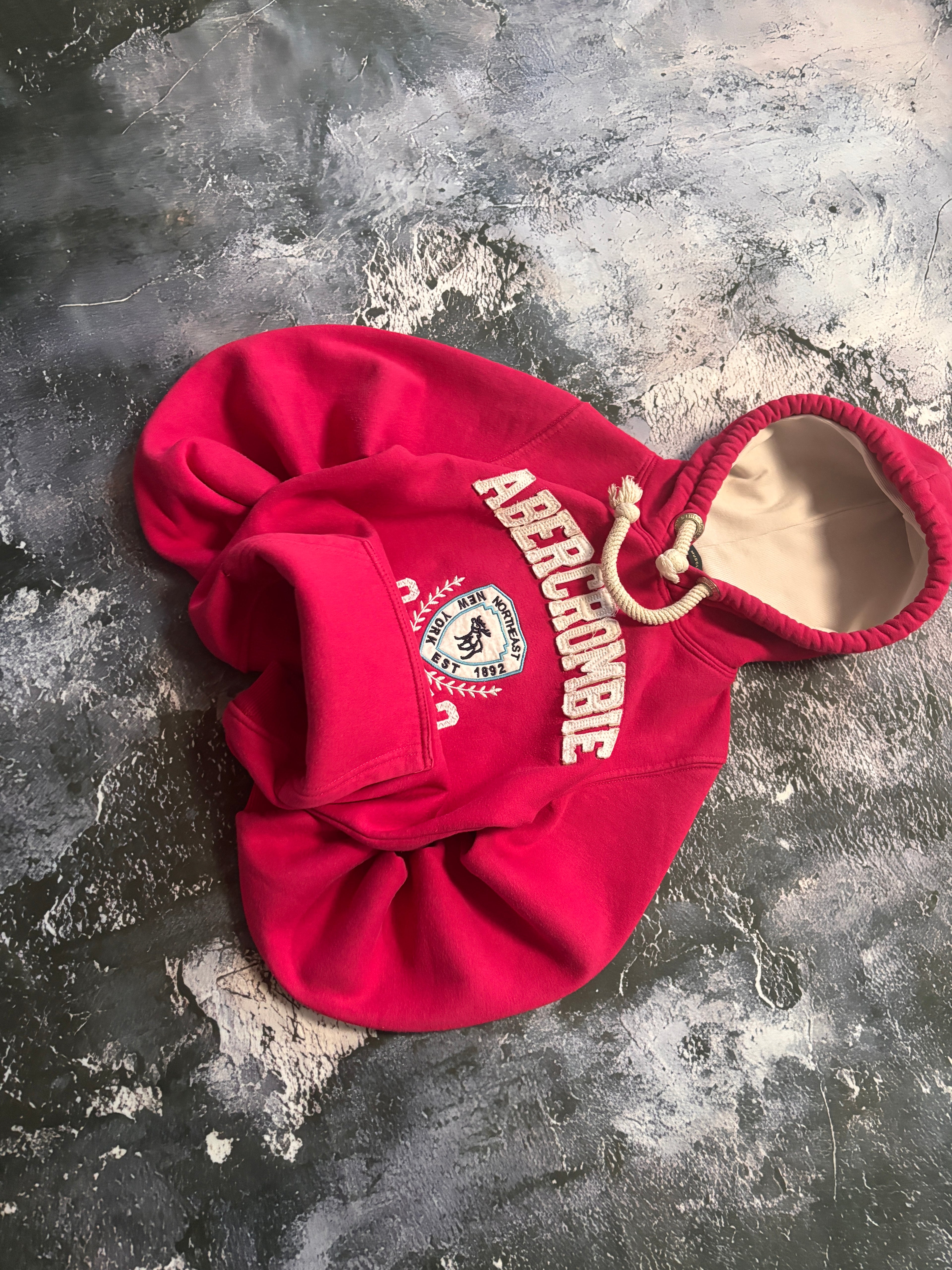 bluza hoodie Abercrombie pink prosty krój vintage