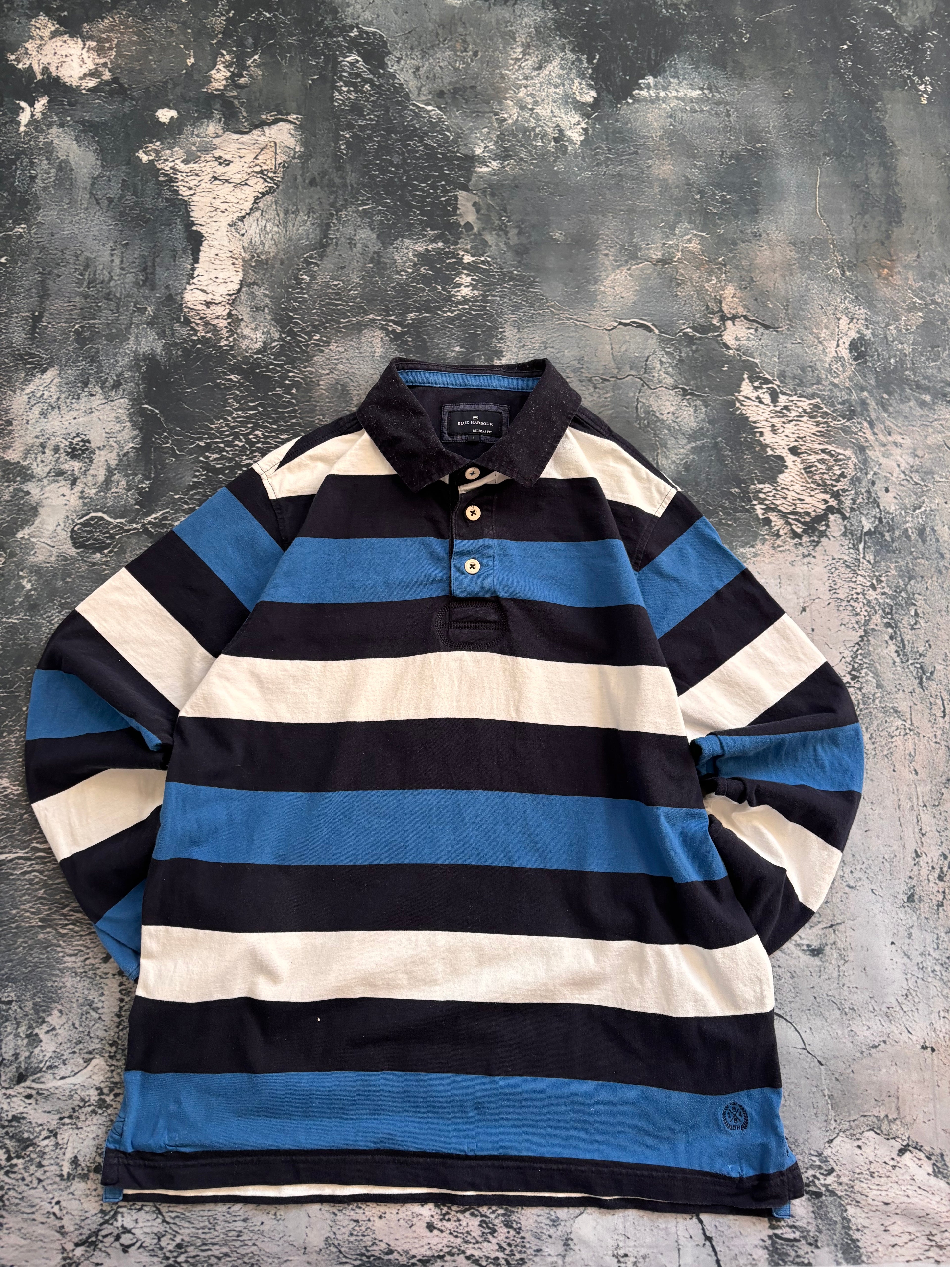 Koszulka longsleeve polo oversize w stylu vintage oldschool retro 90s rugby preppy