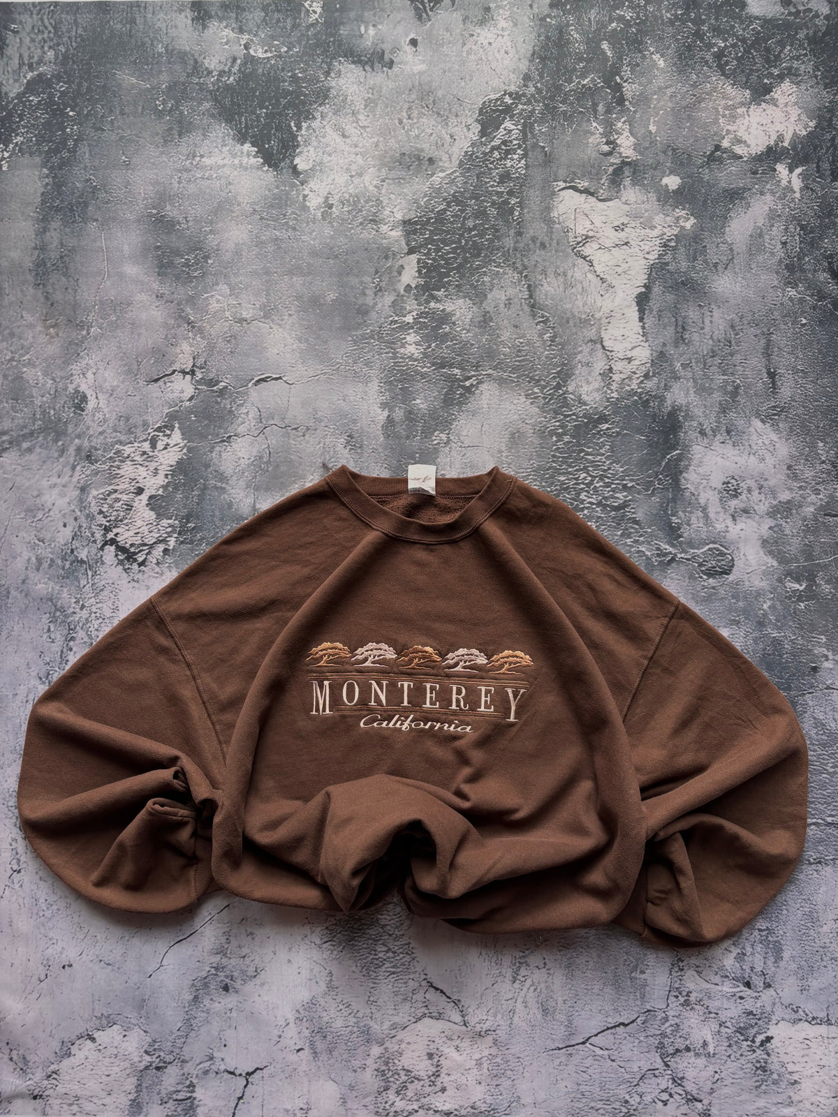 Bluza crewneck oversize baggy w stylu vintage oldschool retro 90s california monterey brown