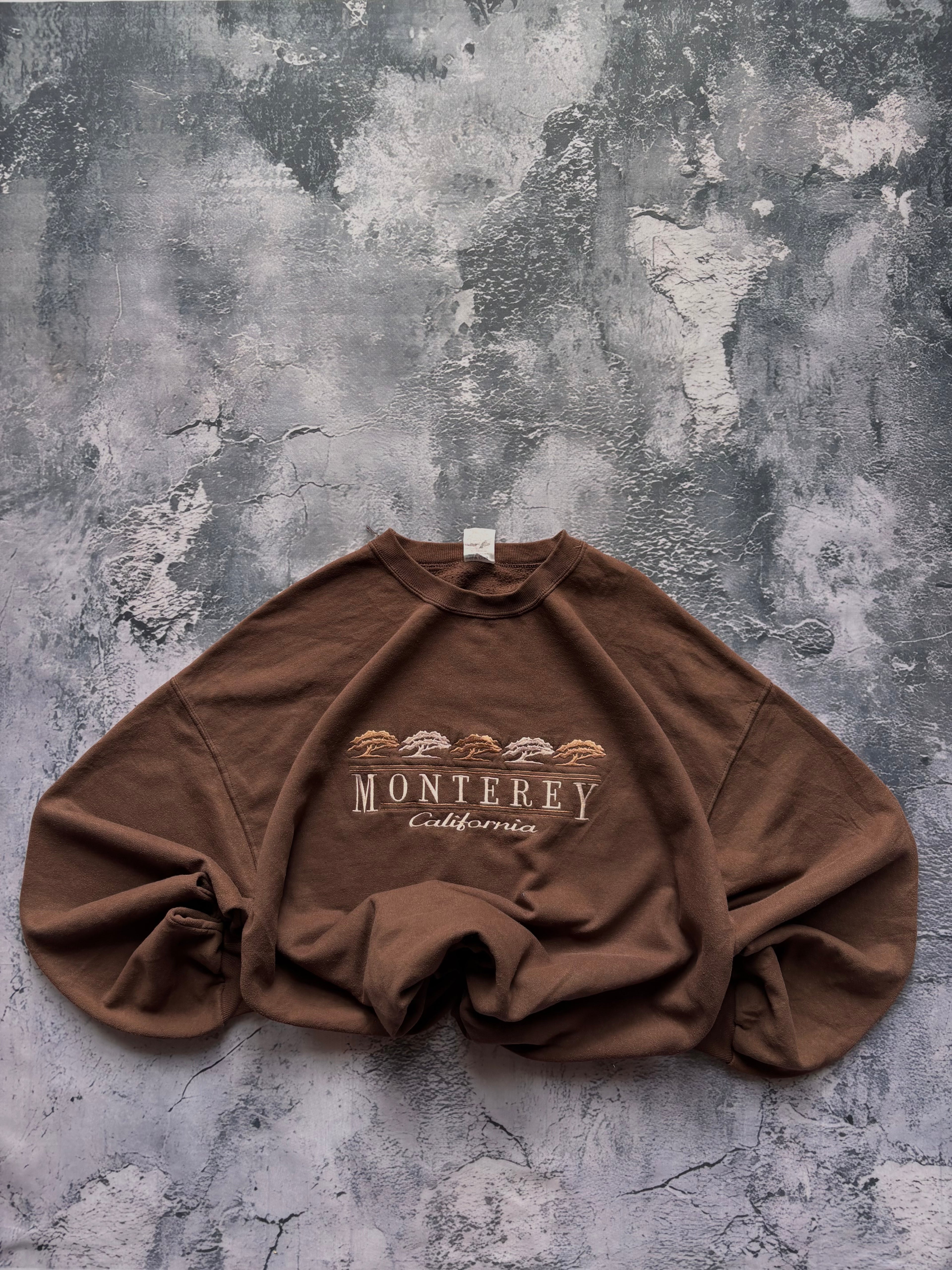 Bluza crewneck oversize baggy w stylu vintage oldschool retro 90s california monterey brown