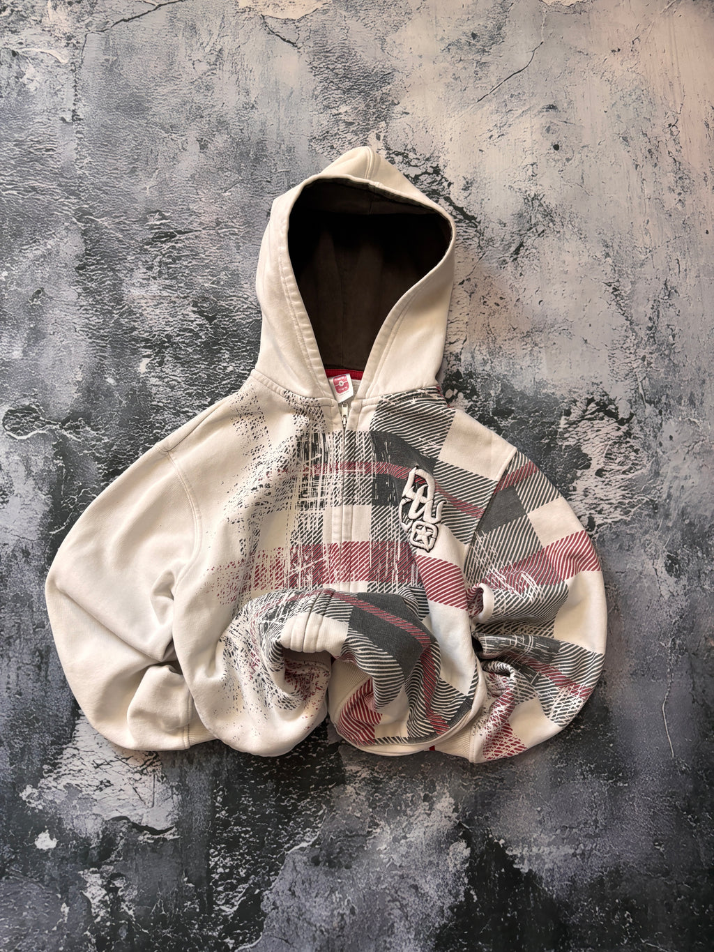 bluza zip hoodie w krate prosty krój unikat