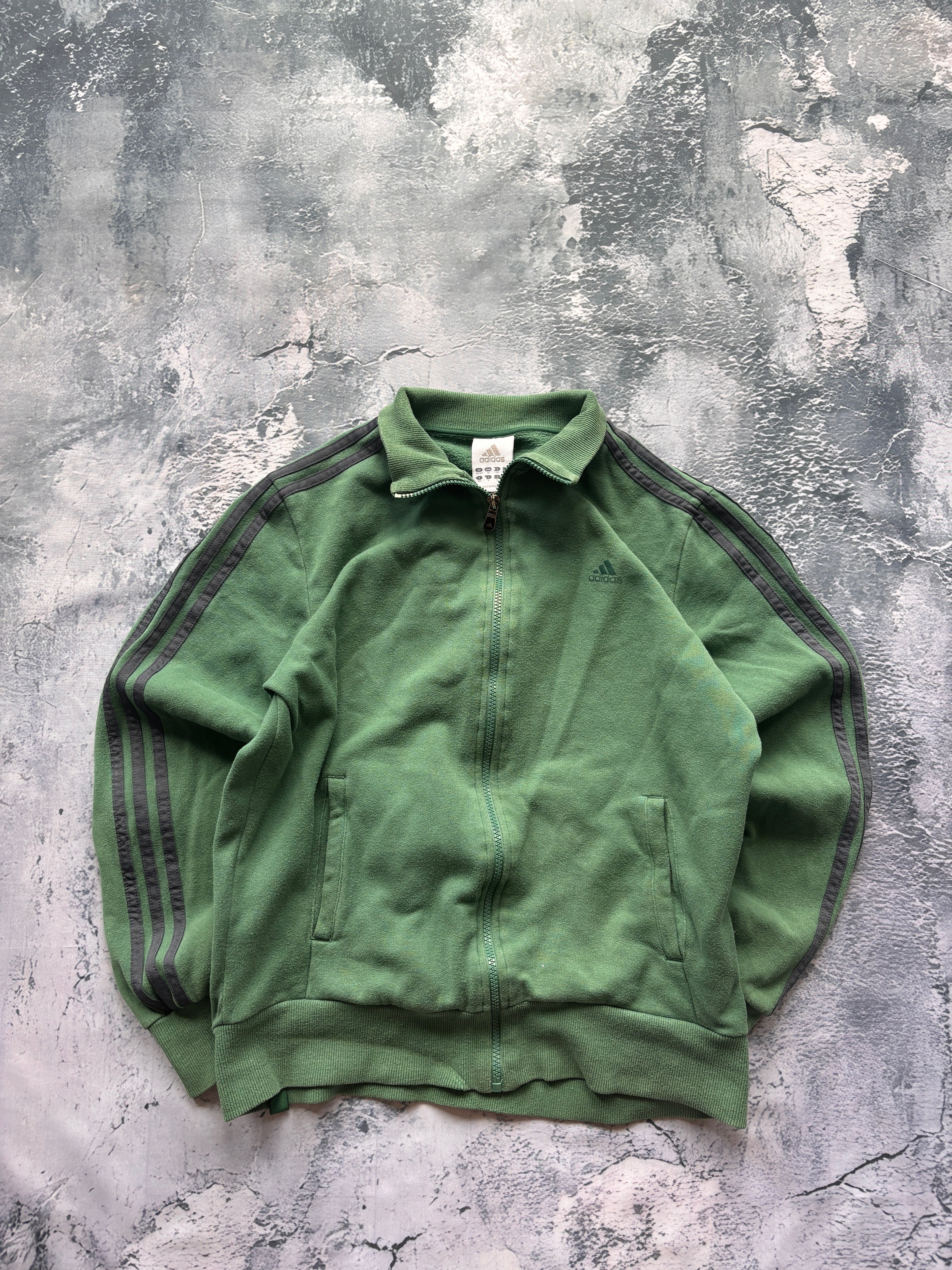 BLUZA ZIP HOODIE ADIDAS CIEMNOZIELONA UNIKAT OVERSIZE