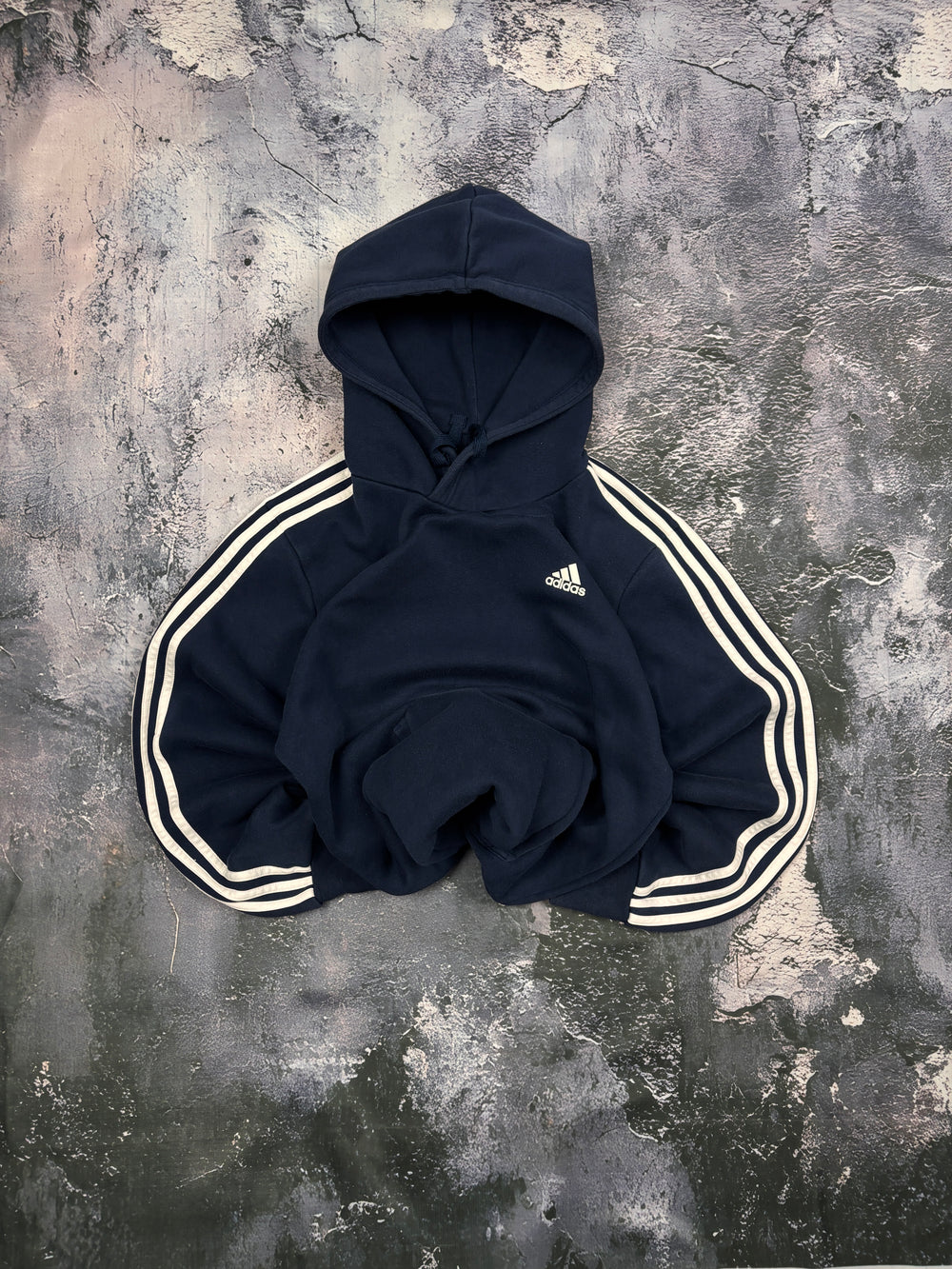 BLUZA HOODIE GRANATOWA W PASKI OVERSIZE