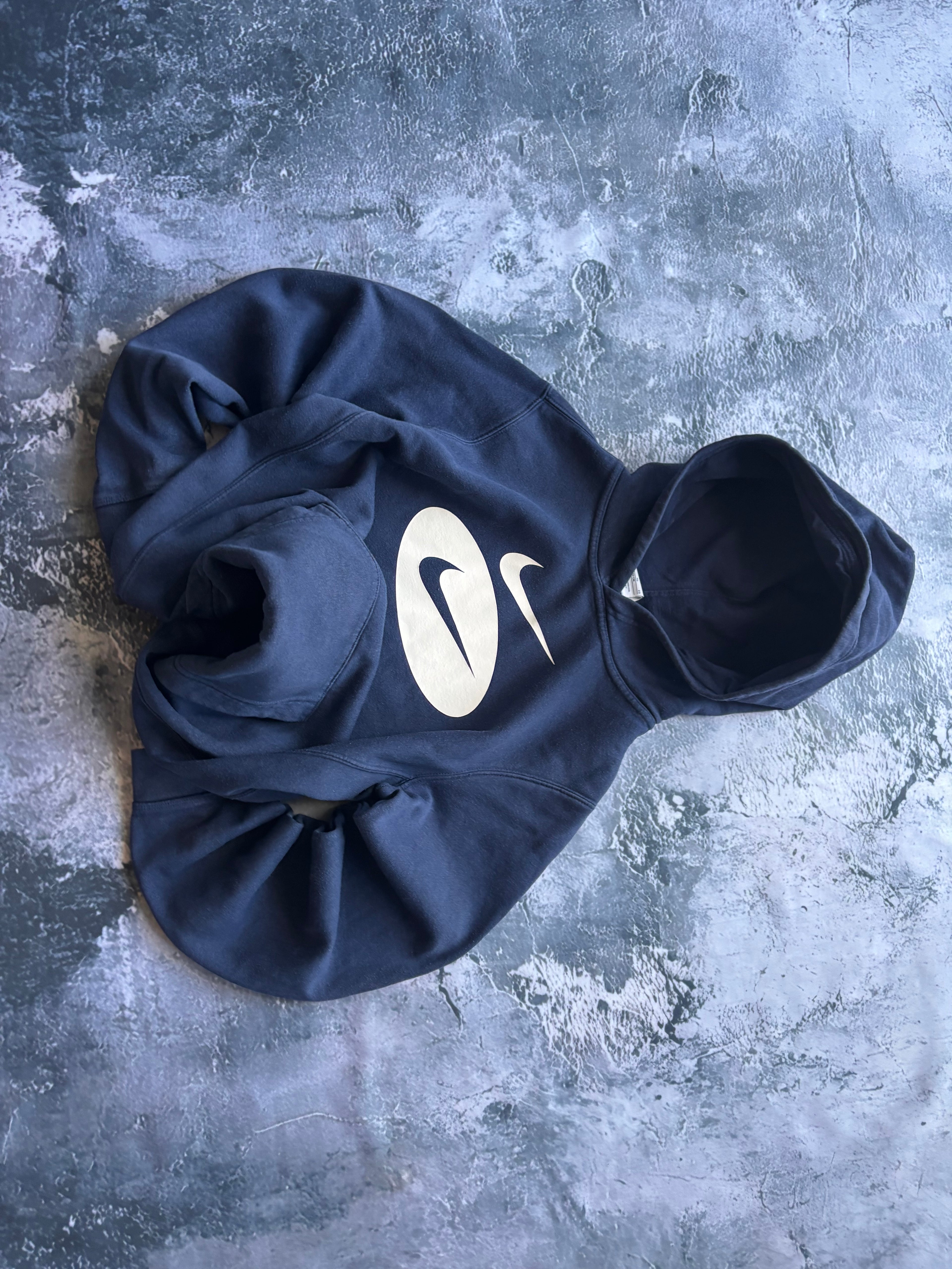 Bluza hoodie nike granatowa prosty krój vintage retro 200s big logo