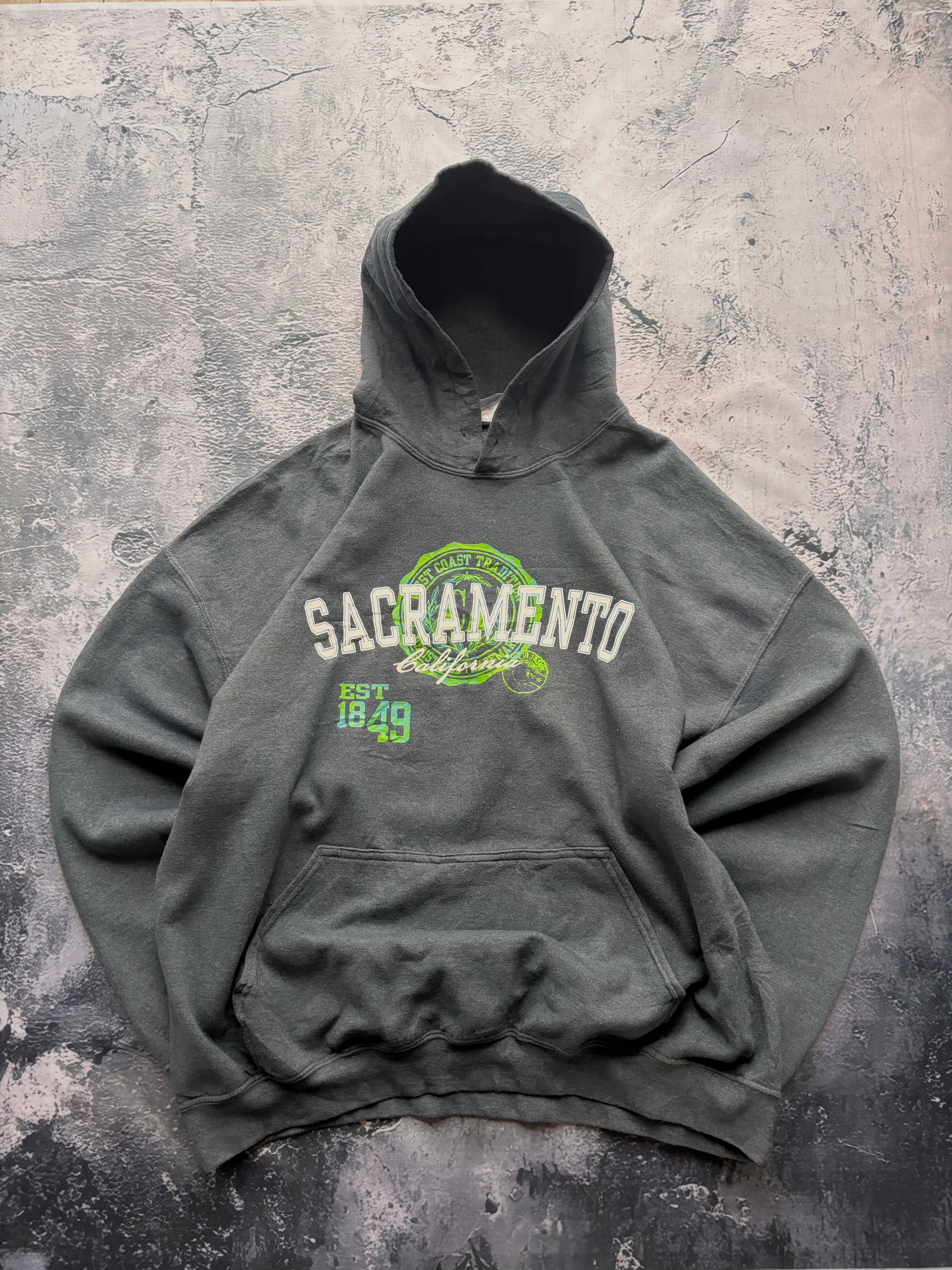 bluza hoodie vintage szara SACRAMENTO vintage 90s retro USA