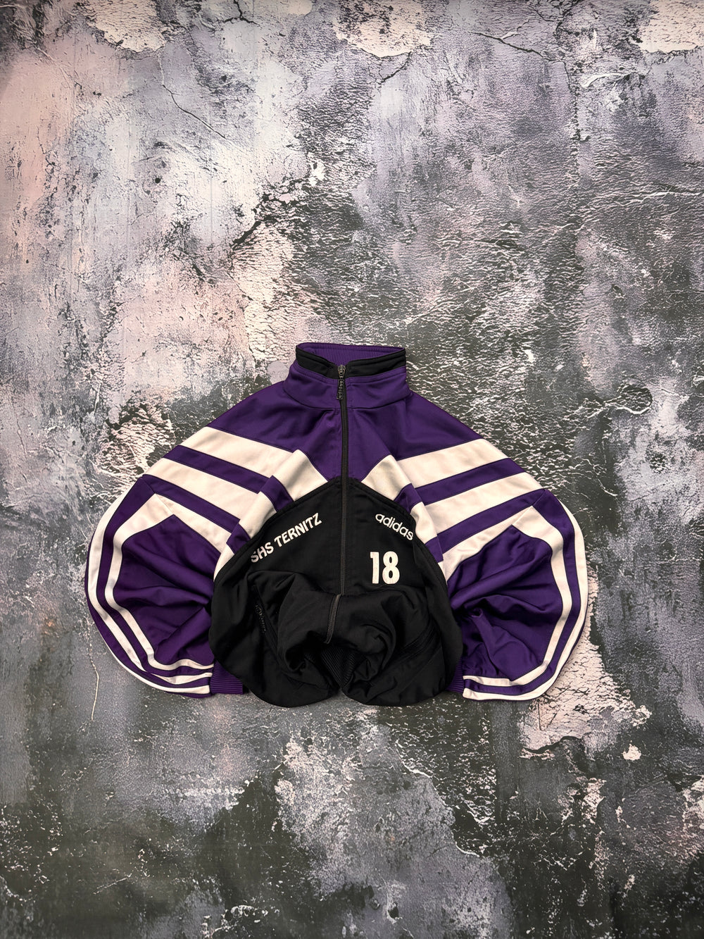 BLUZA HOODIE ZIP ADIDAS FIOLETOWA RETRO 90S  PROSTY KRÓJ