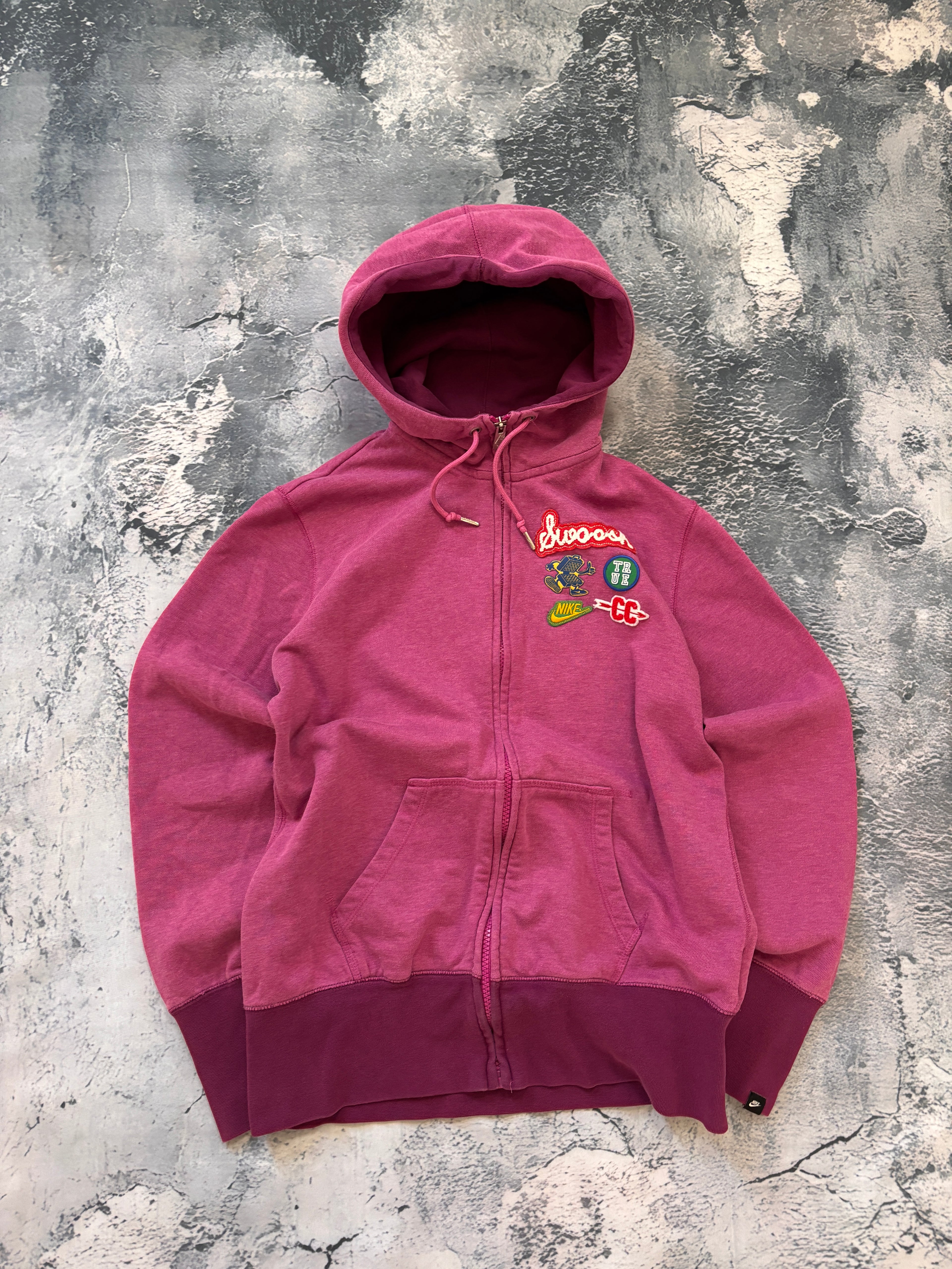 Bluza zip hoodie różowa hafty nike oversize retro vintage