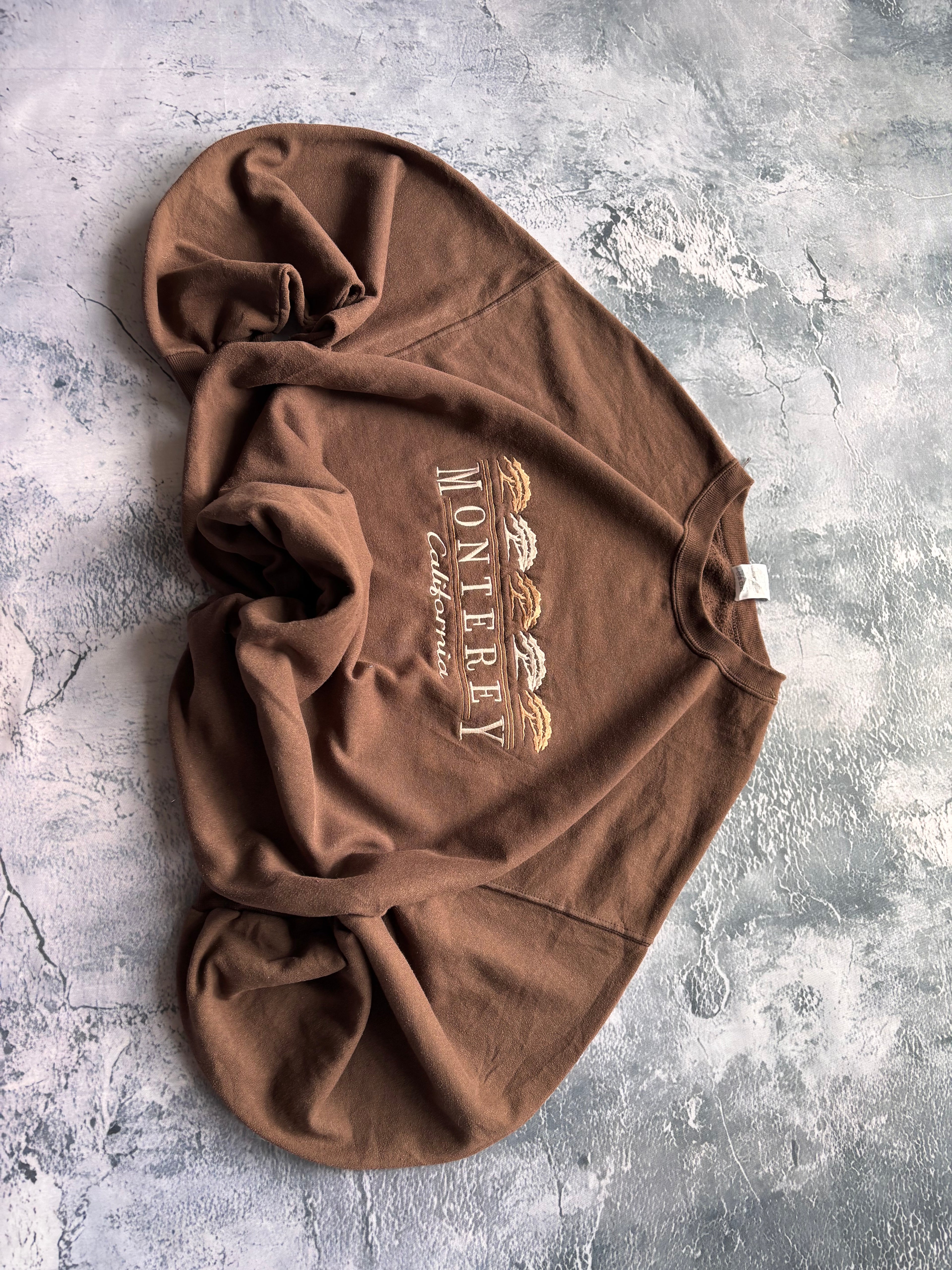 Bluza crewneck oversize baggy w stylu vintage oldschool retro 90s california monterey brown