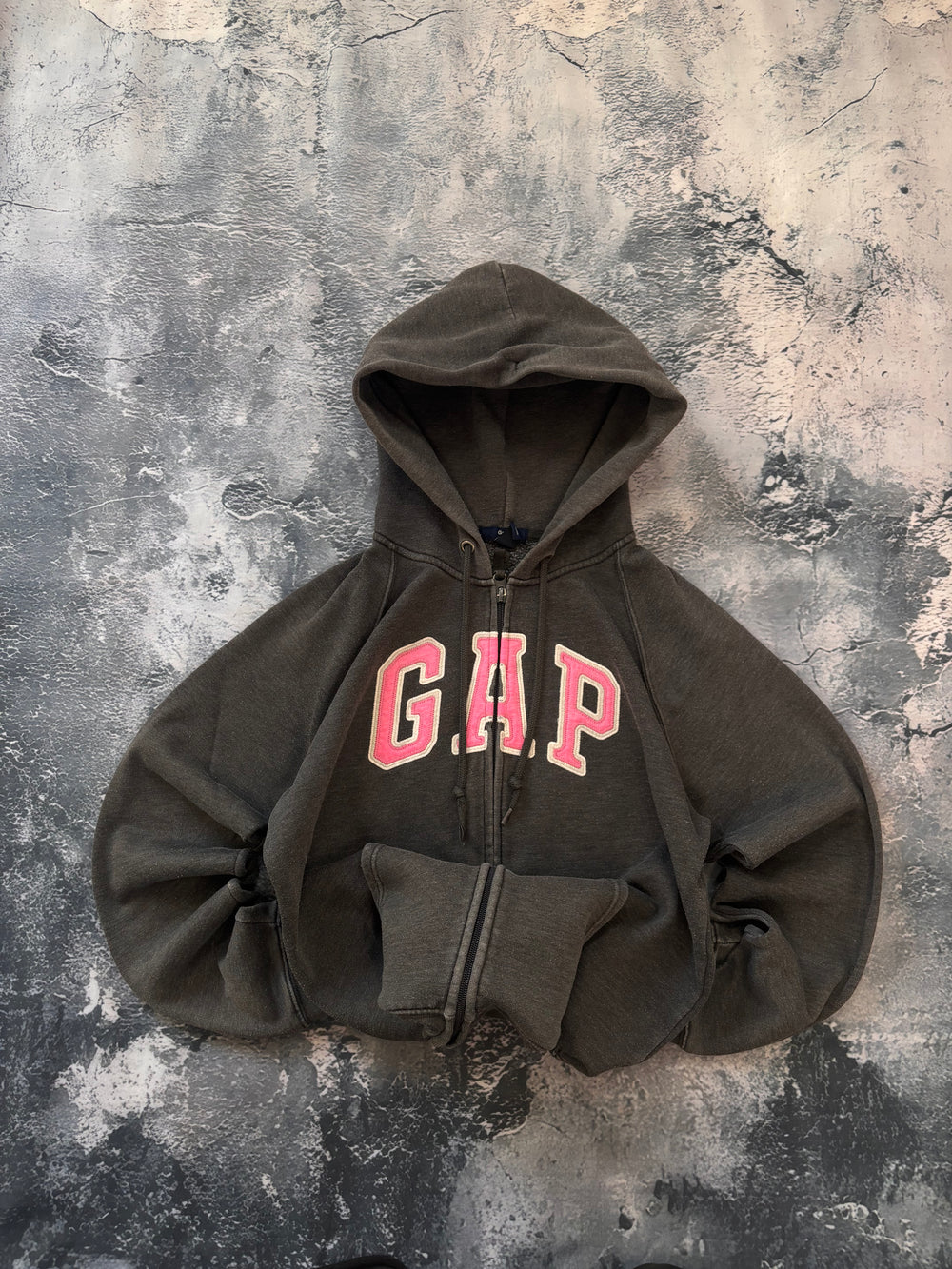 bluza zip hoodie GAP różowo szara