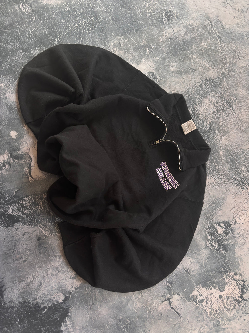 bluza zip crewneck Stonehilll college vintage czarna z zamkiem