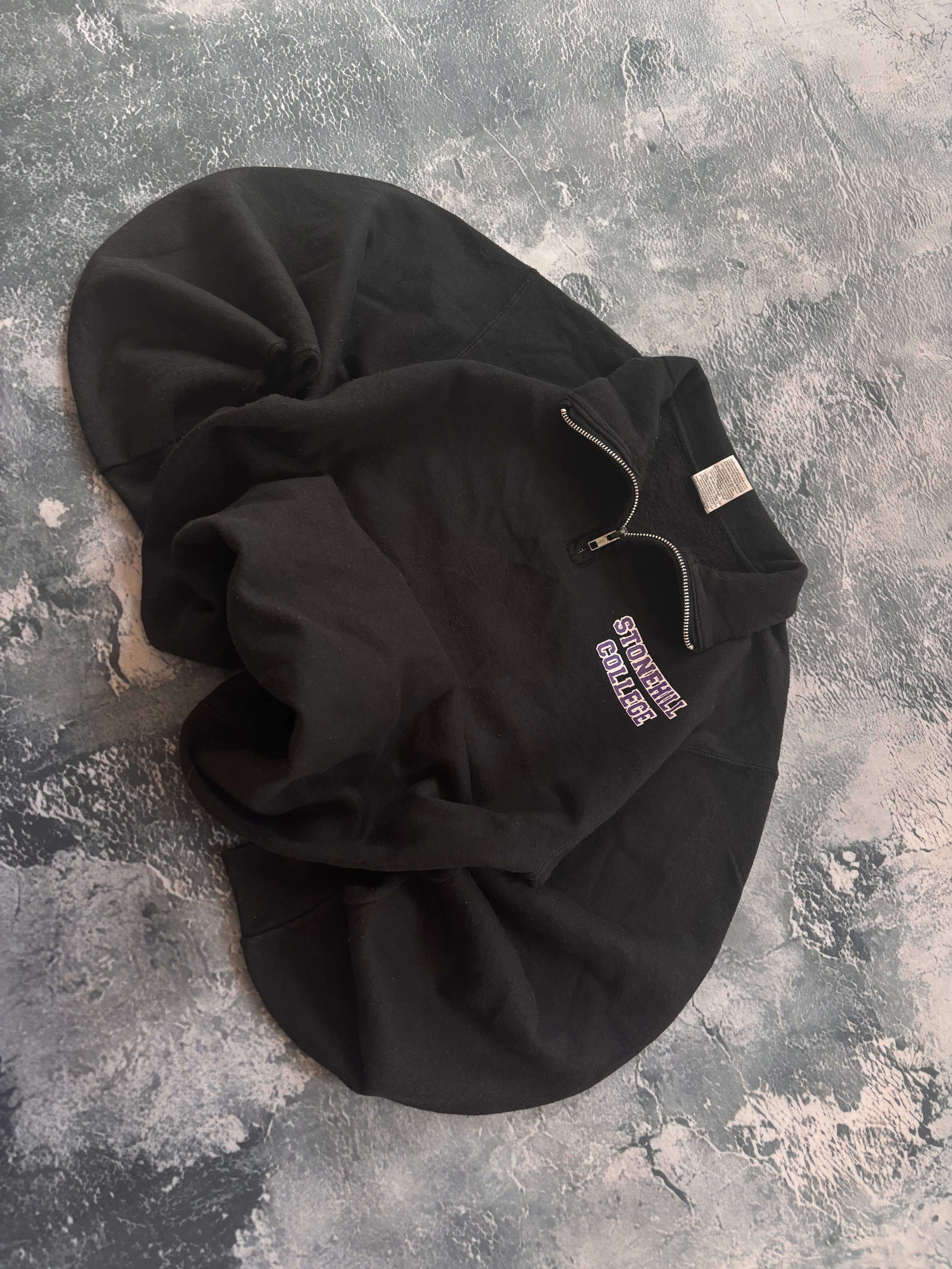 bluza zip crewneck Stonehilll college vintage czarna z zamkiem